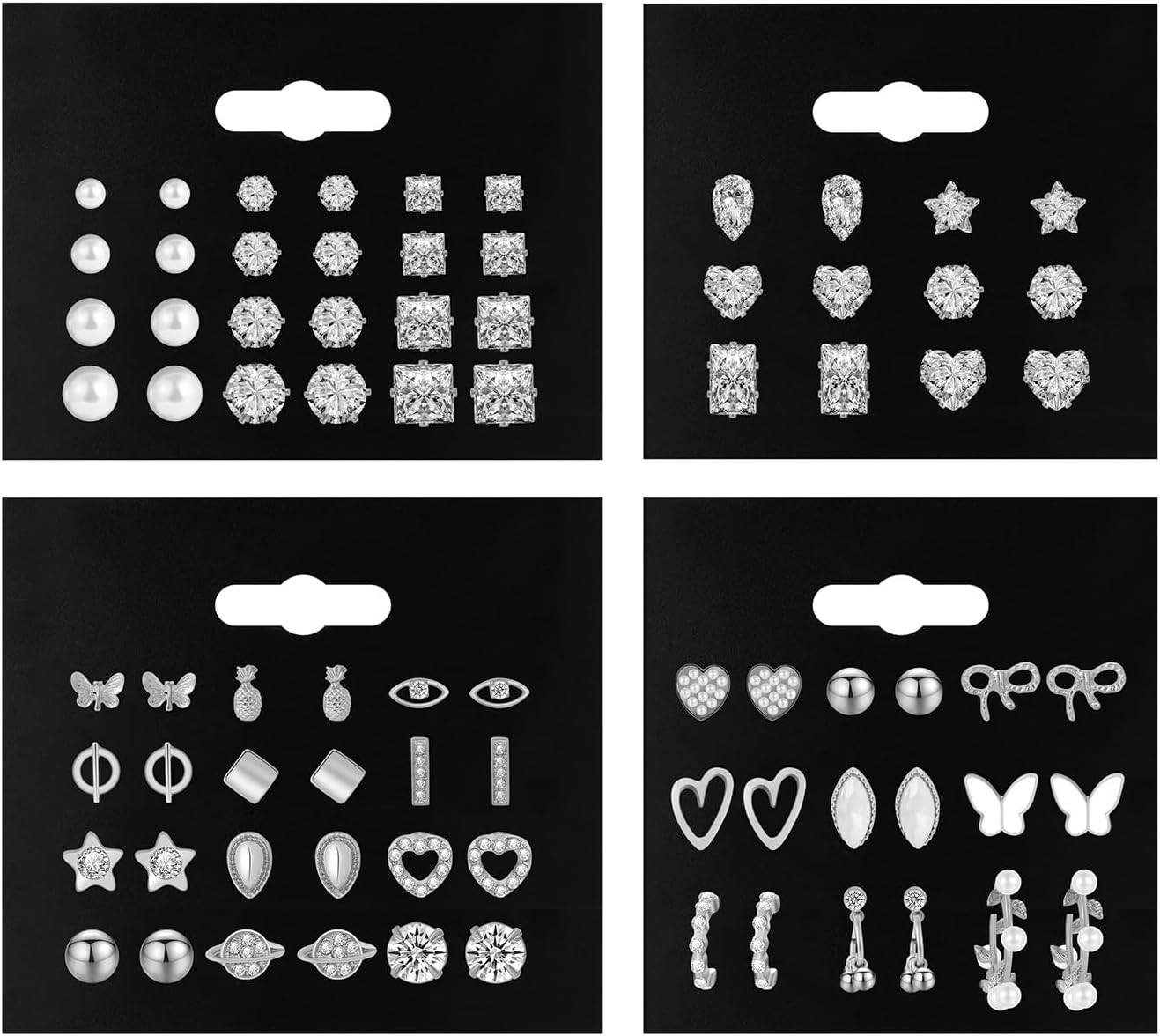 Manufacturer 68 Pairs Gold Stud Earrings for Women Multipack, Hypoallergenic Assorted Earring Set Multiple Piercings, Cubic Zirconia Pearl Butterfly Stud Hoop Earring Pack earring