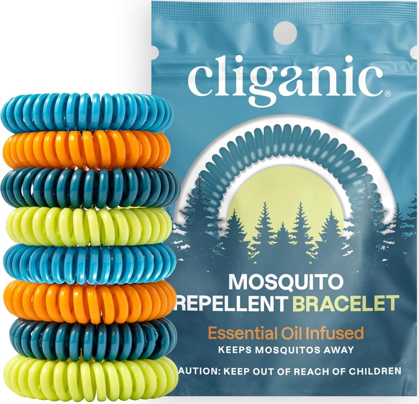 Manufacturer Cliganic 20 Pack Mosquito Repellent Bracelets for Adults & Kids - Natural DEET-Free Bands, Individually Wrapped bracelets