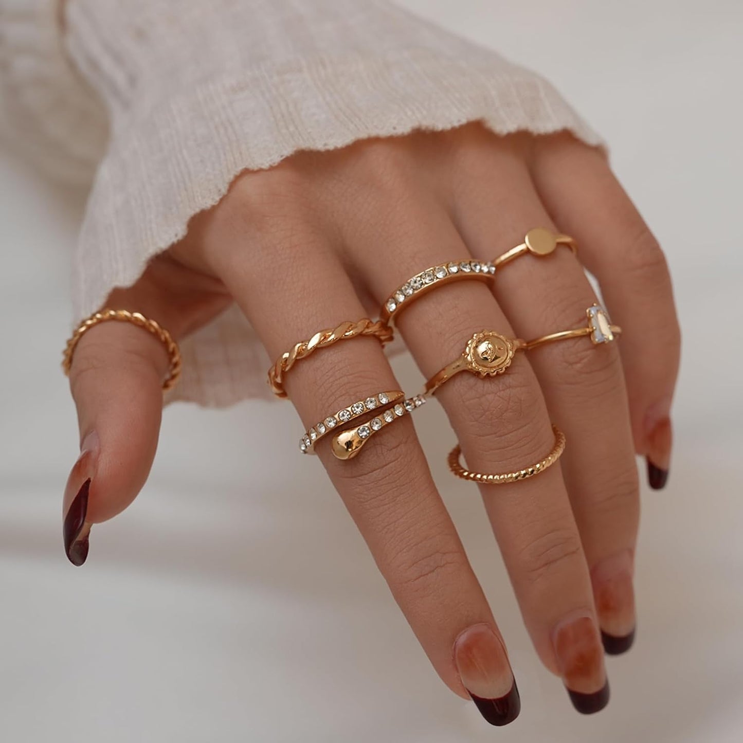 Manufacturer YEEZII 68 Pcs Gold Knuckle Rings Set for Women, Stackable Boho Joint Finger Midi Rings Silver Hollow Carved Crystal Stacking Ring Pack for Gift rings