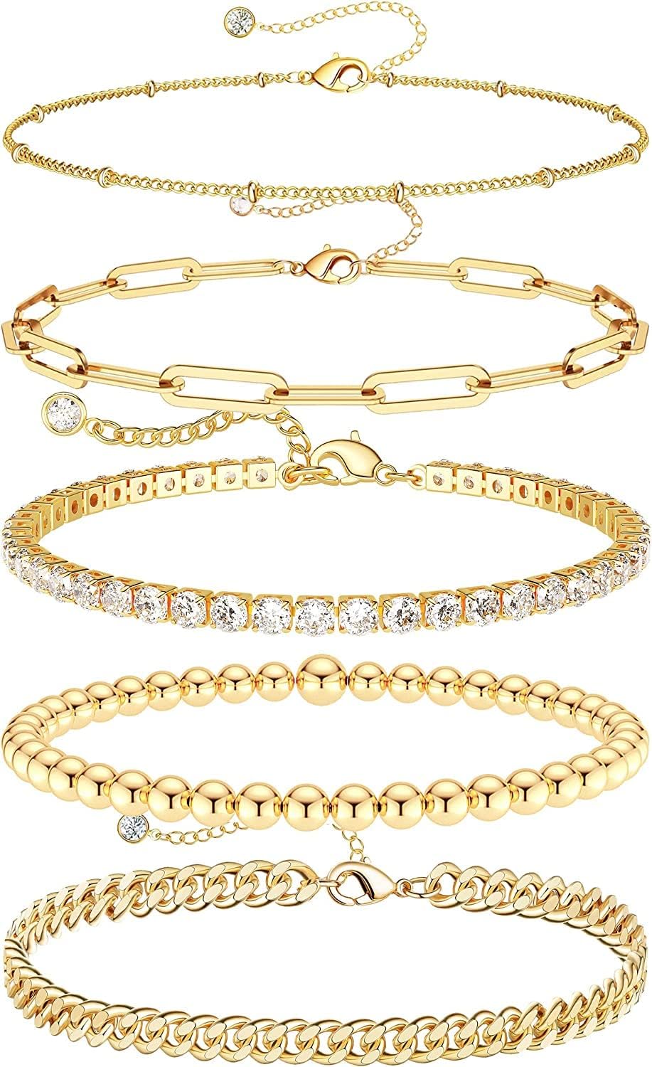 Manufacturer DEARMAY Dainty Silver Bracelets for Women Trendy, 925 Sterling Silver Jewelry Set for Women Bracelets for Women Paperclip Box Herringbone Figaro Rope Chain Bracelet Fashion Pack Gifts for Women bracelets