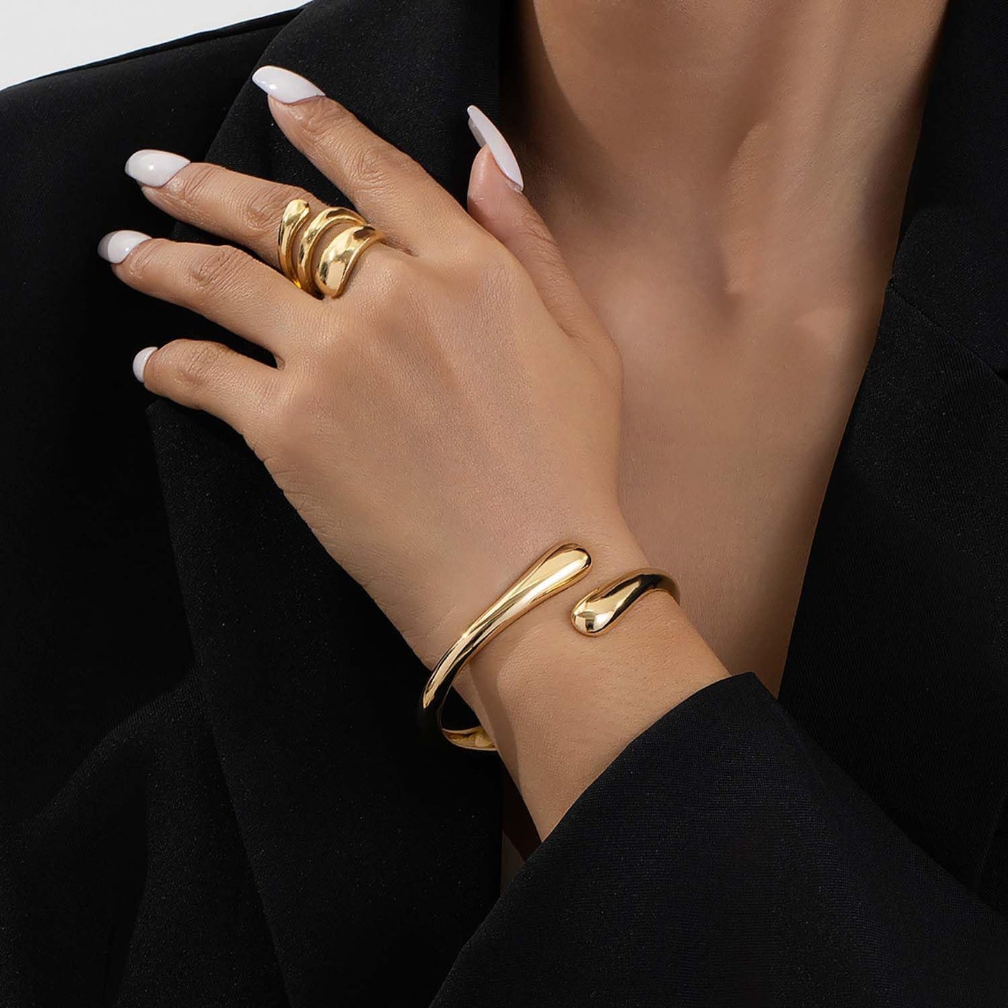 Manufacturer Gold Bangle Bracelets for Women Teens Trendy Chunky Adjustable Twist Cuff Bracelet Jewelry Gifts bracelets