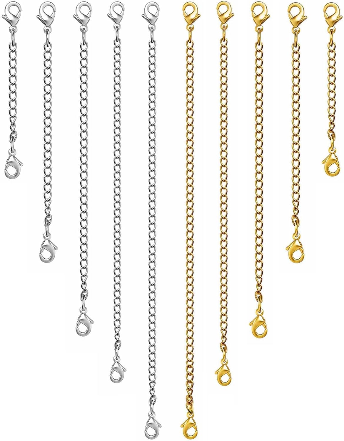 Manufacturer OHINGLT Necklace Extender 10Pcs Chain Extenders for Necklaces Bracelet, 14K Gold and Silver Plated Stainless Steel Extension Chain for Women Jewelry Making bracelets