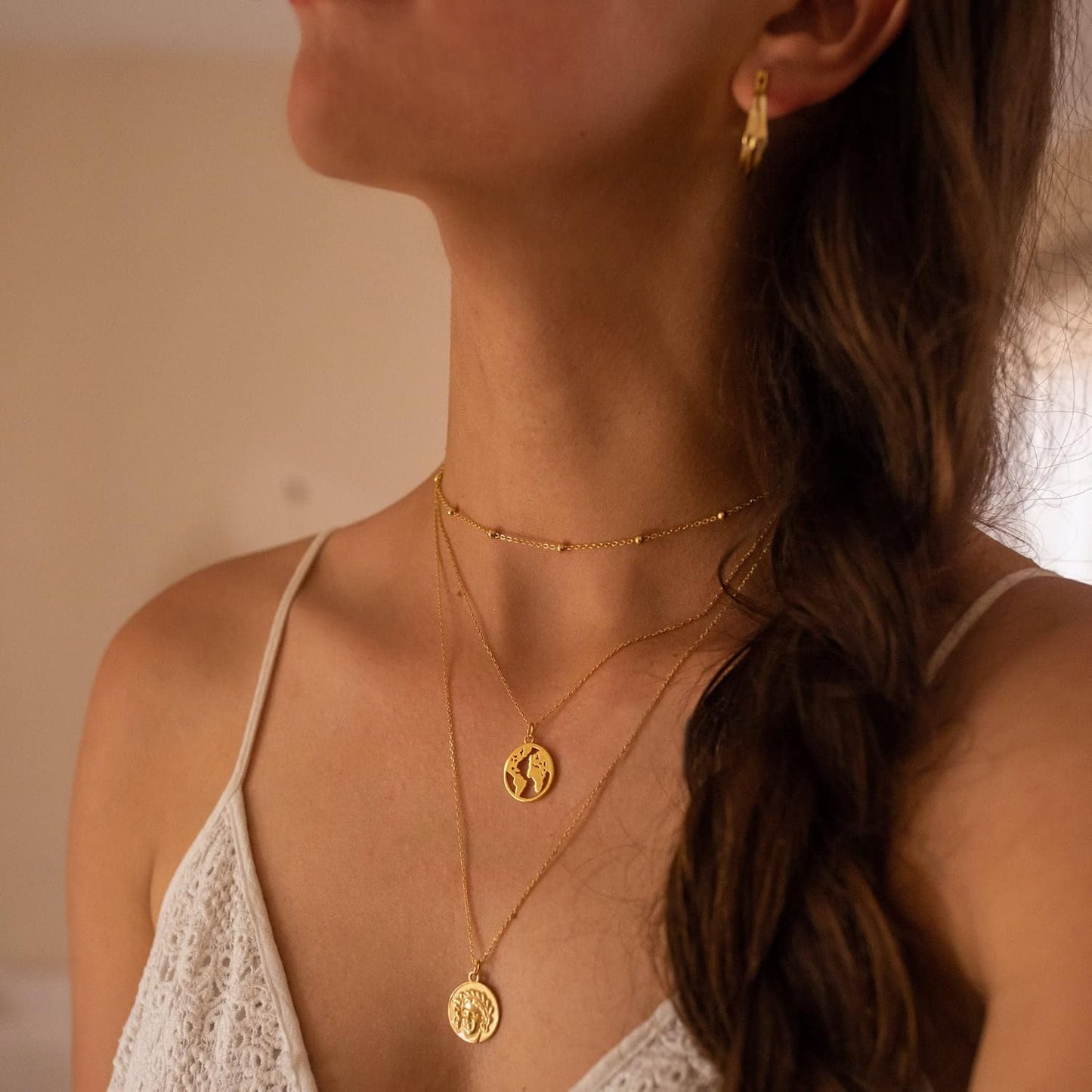 Manufacturer Tewiky Gold Chain Necklace for Women, 14k Gold Plated Thin Beaded Wave Box Chain Necklace Dainty Gold Necklace Simple Layered Gold Choker Necklaces Minimalist Gold Link Chain Necklace Trendy Jewelry for Women Necklace