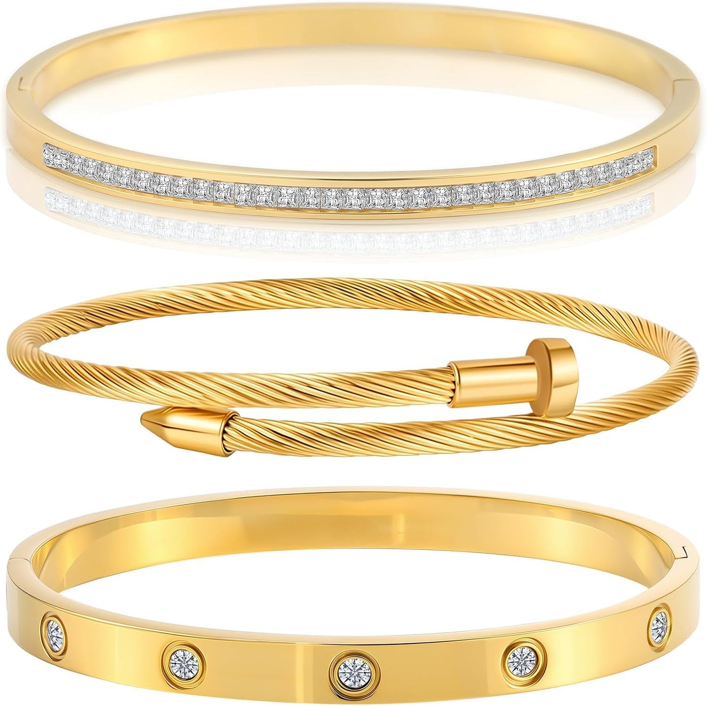 Manufacturer Gold Bracelets for Women - Stackable Bangles with Friendship & Love Theme - Stainless Steel Jewelry Gift for Her bracelets