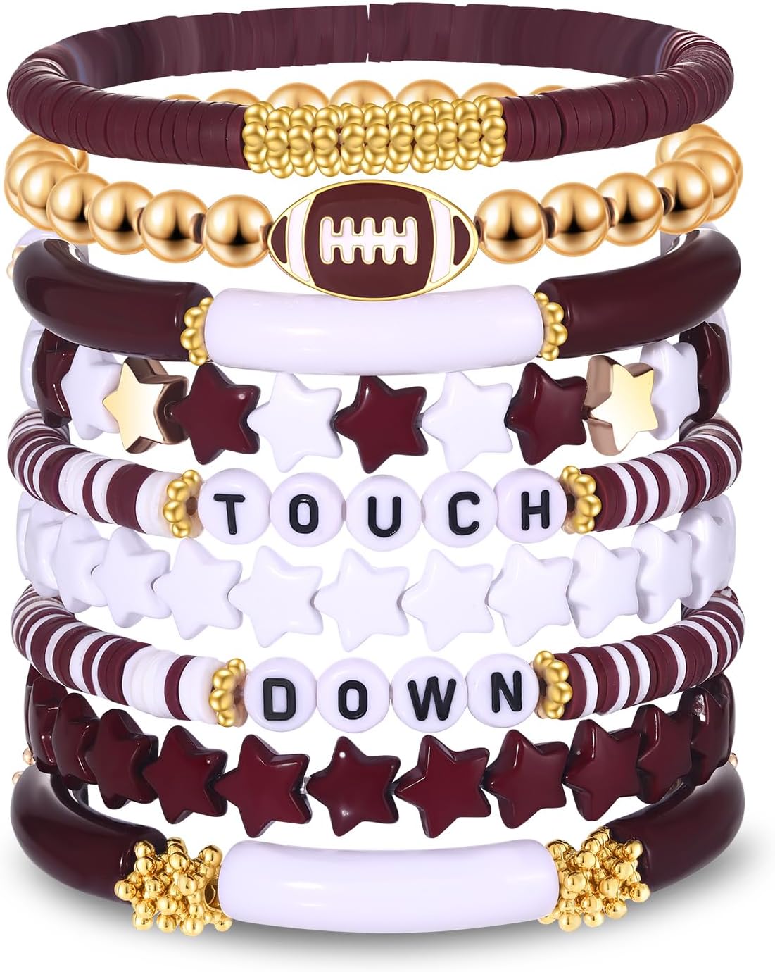 Manufacturer Game Day Bracelets for Women - Red, Black, Blue Heishi Clay Beaded Stretch Bracelets - Stackable Sports Charm Bracelet Bangles - Football Mom Accessories & Outfits Jewelry Gifts bracelets