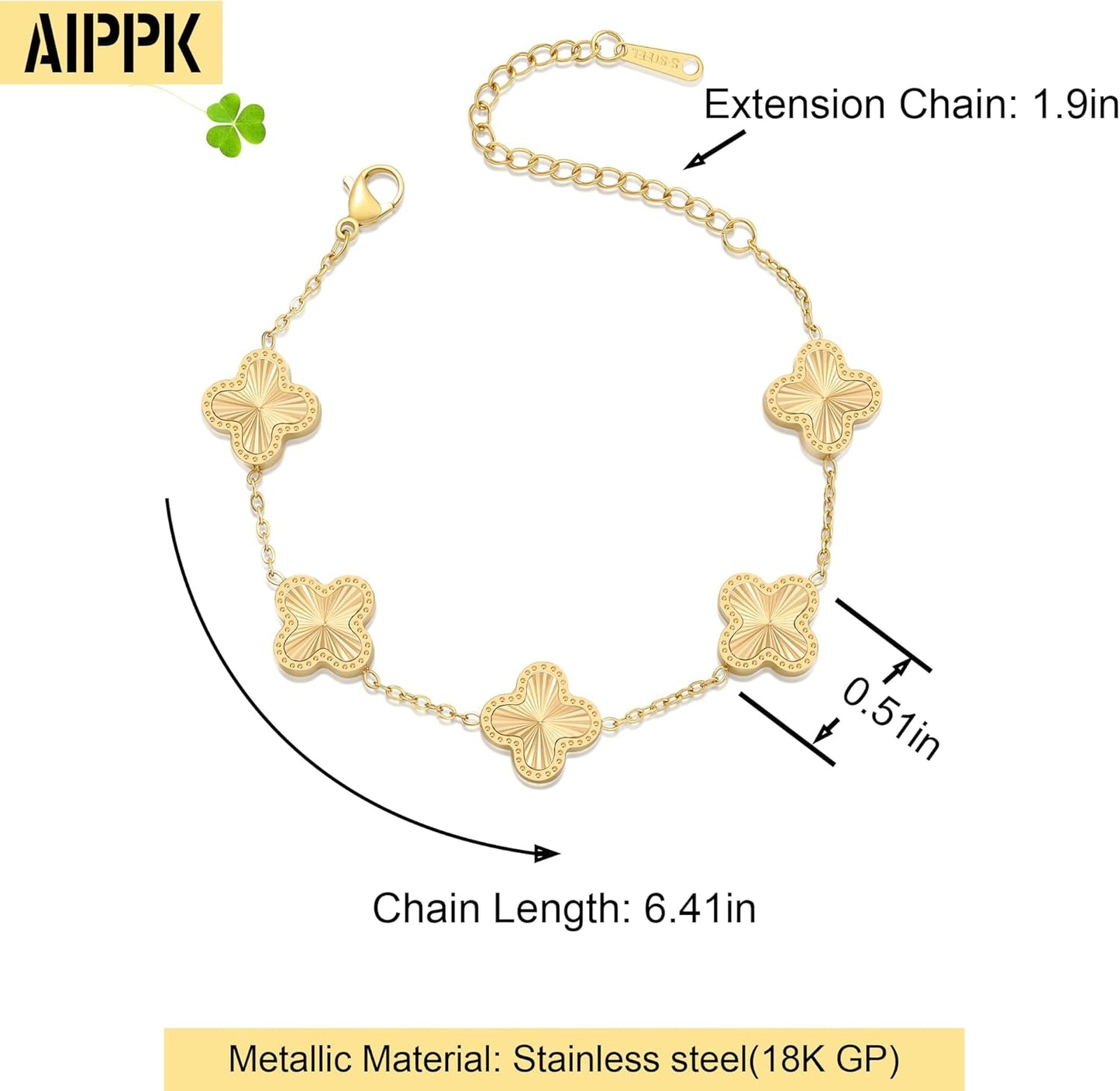 Manufacturer 18K Gold Plated Clover Bracelet Dupes Gold Lucky Bracelet for Women Flower Four Leaf Bracelets Danity Jewelry Gifts for Women bracelets