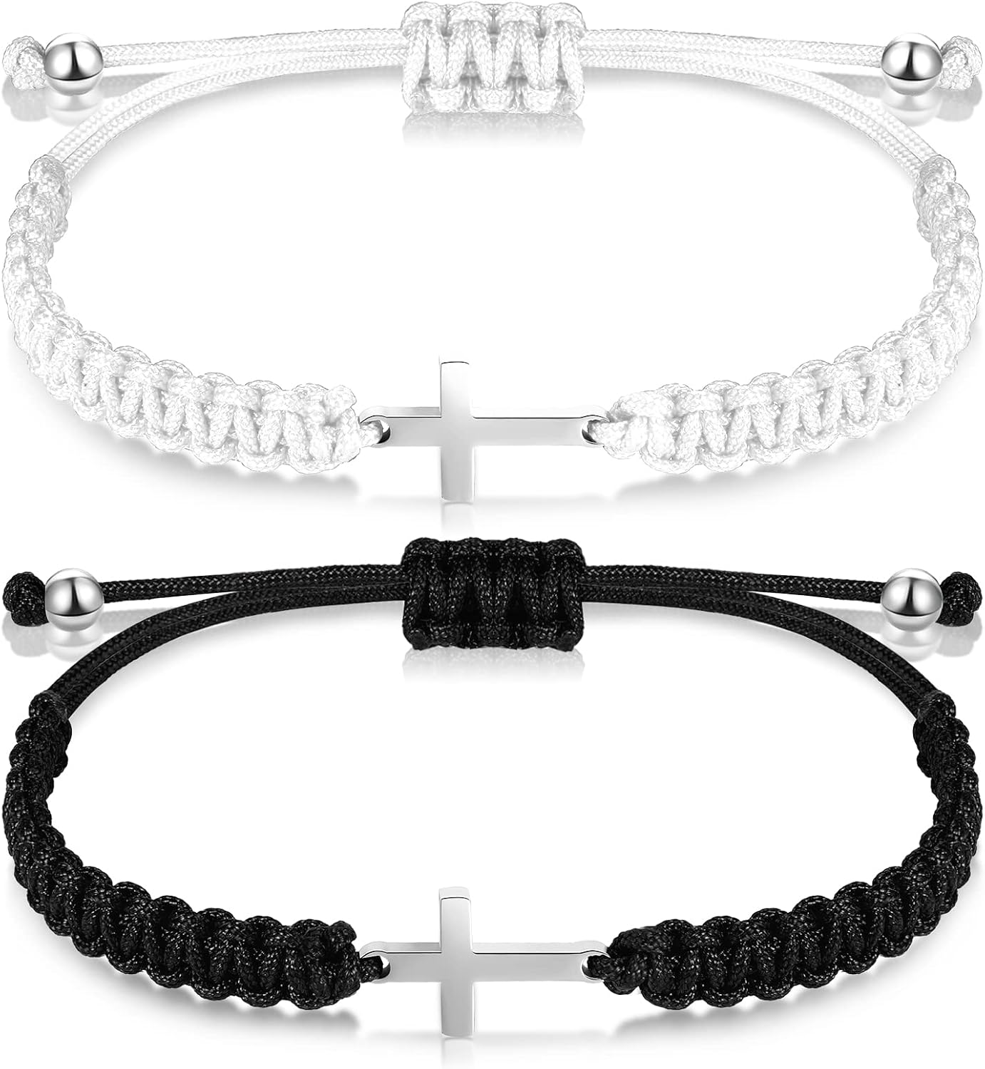 Manufacturer Sureio Cross Friendship Bracelet Adjustable Braided Rope Jesus Christian Cross Bracelets Matching Couple String Lucky Strand BFF Wristband for Women Men Boy Girls Easter Baptism bracelets