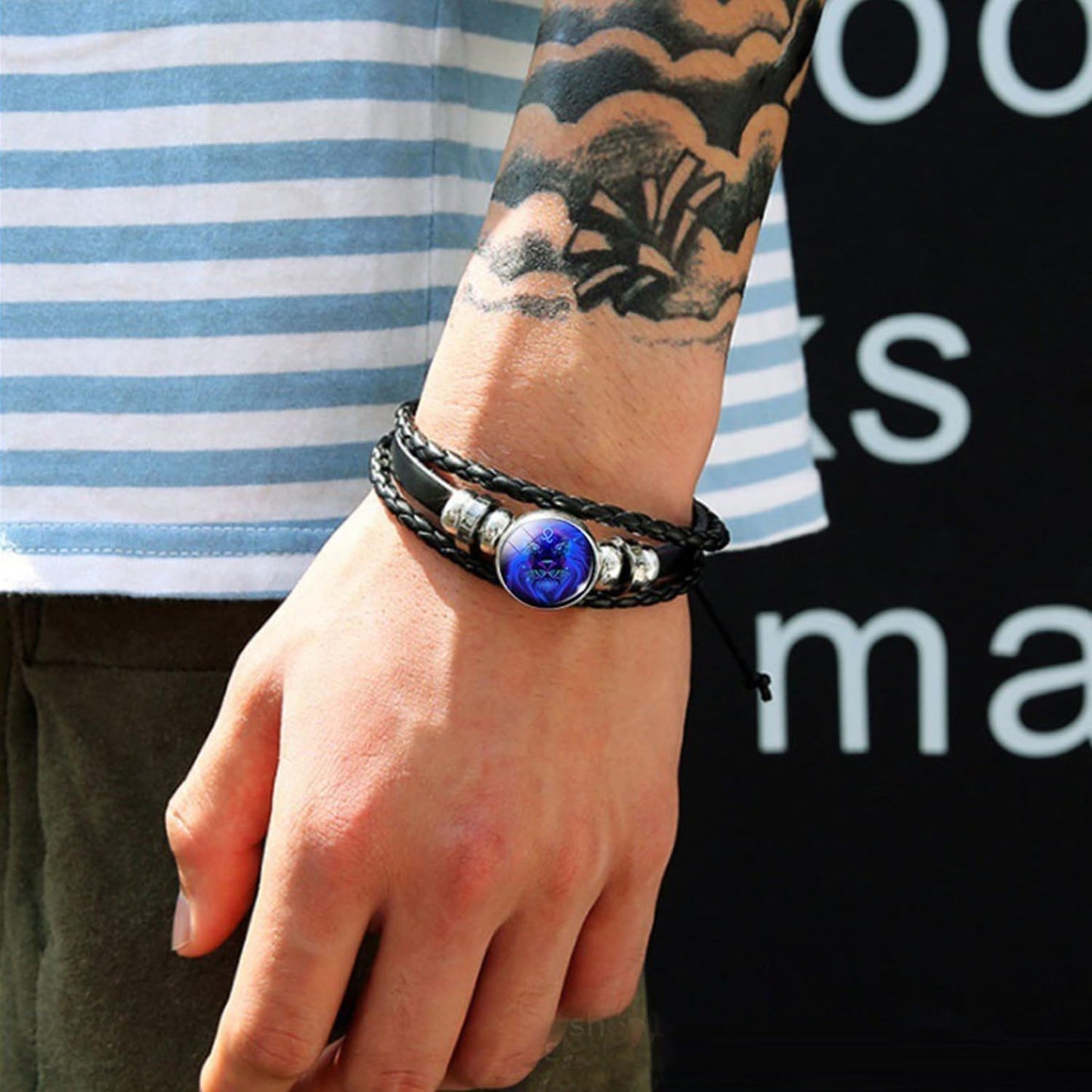 Manufacturer Zodiac Signs Spirit Bracelet Zodiac Bracelet for Women Men Adjustable 12 Constellation Bracelet Multilayer Zodiac Black Leather Bracelets Zodiac Sign Wrap Bracelet for Women Men Birthday Jewelry bracelets