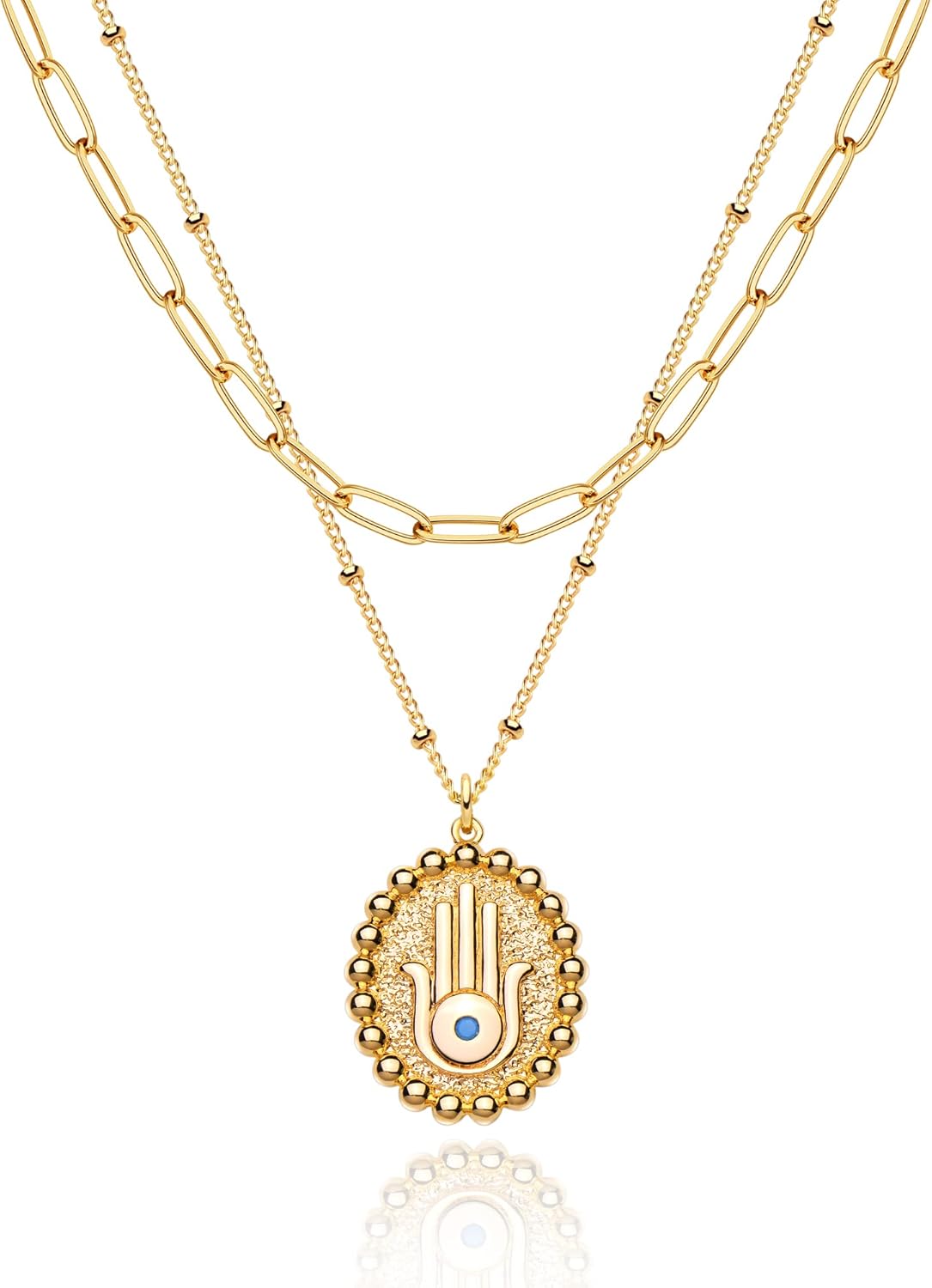 Manufacturer MEVECCO Layered Heart Necklace Pendant Handmade 18k Gold Plated Dainty Gold Choker Arrow Bar Layering Long Necklace for Women necklace