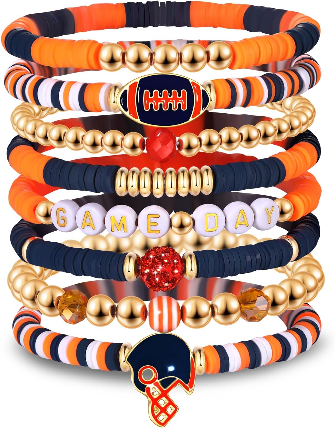 Manufacturer Game Day Bracelets for Women - Red, Black, Blue Heishi Clay Beaded Stretch Bracelets - Stackable Sports Charm Bracelet Bangles - Football Mom Accessories & Outfits Jewelry Gifts bracelets