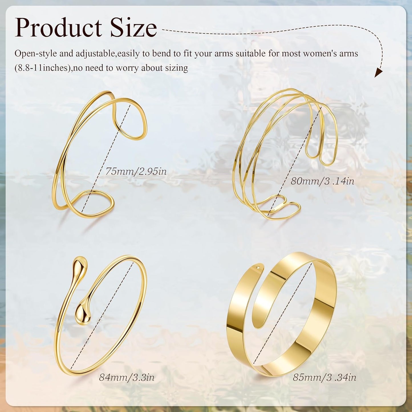 Manufacturer 4Pcs Upper Arm Cuff for Women Open Adjustable Arm Bracelets Minimalist Coil Arm Armband Set bracelets
