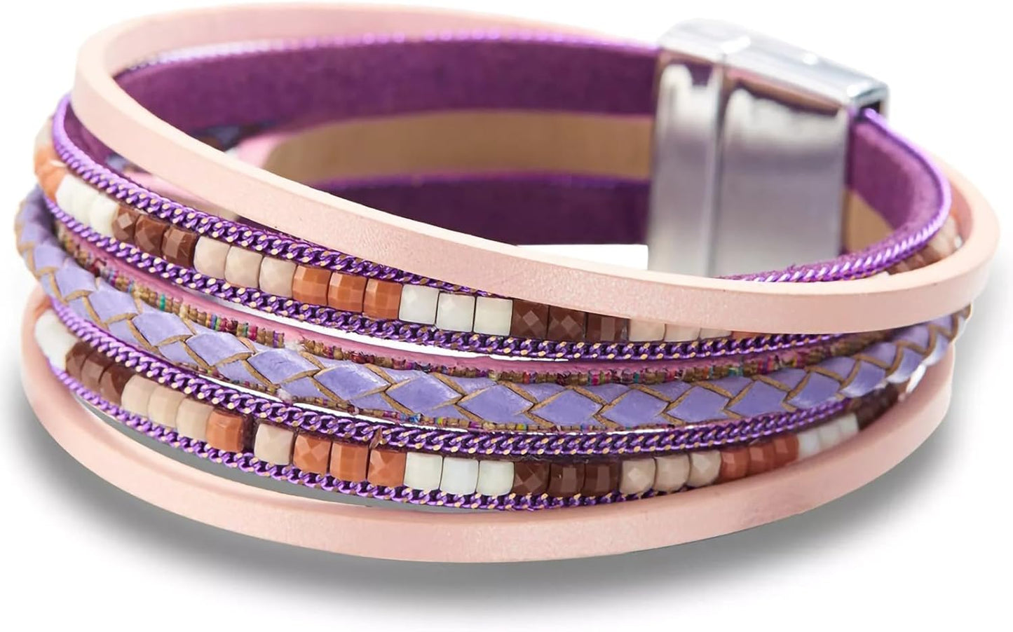 Manufacturer Fesciory Leather Wrap Bracelets for Women, Boho Leopard Multi-Layer Crystal Beads Cuff Bracelet Jewelry bracelets