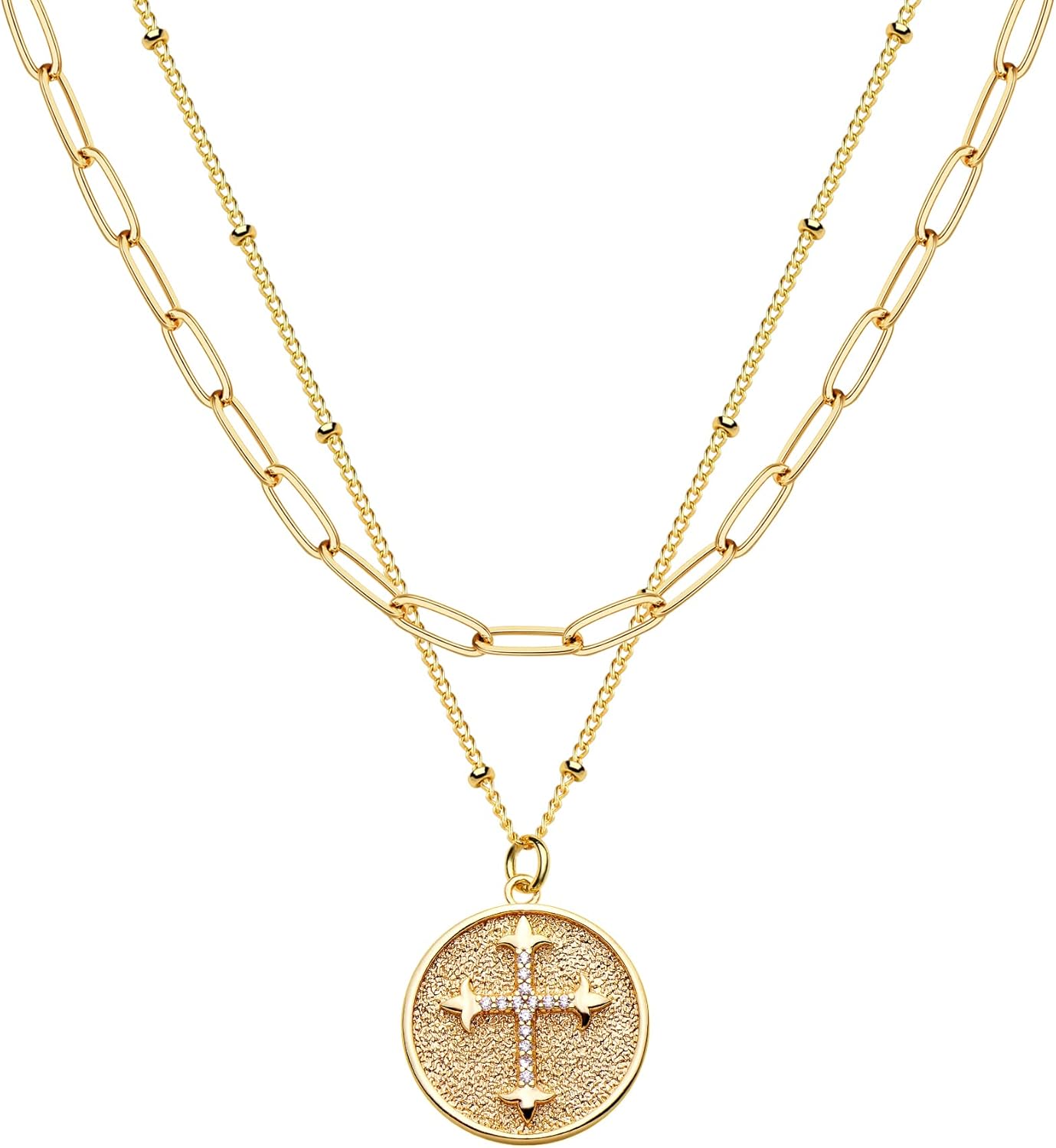 Manufacturer MEVECCO Layered Heart Necklace Pendant Handmade 18k Gold Plated Dainty Gold Choker Arrow Bar Layering Long Necklace for Women necklace