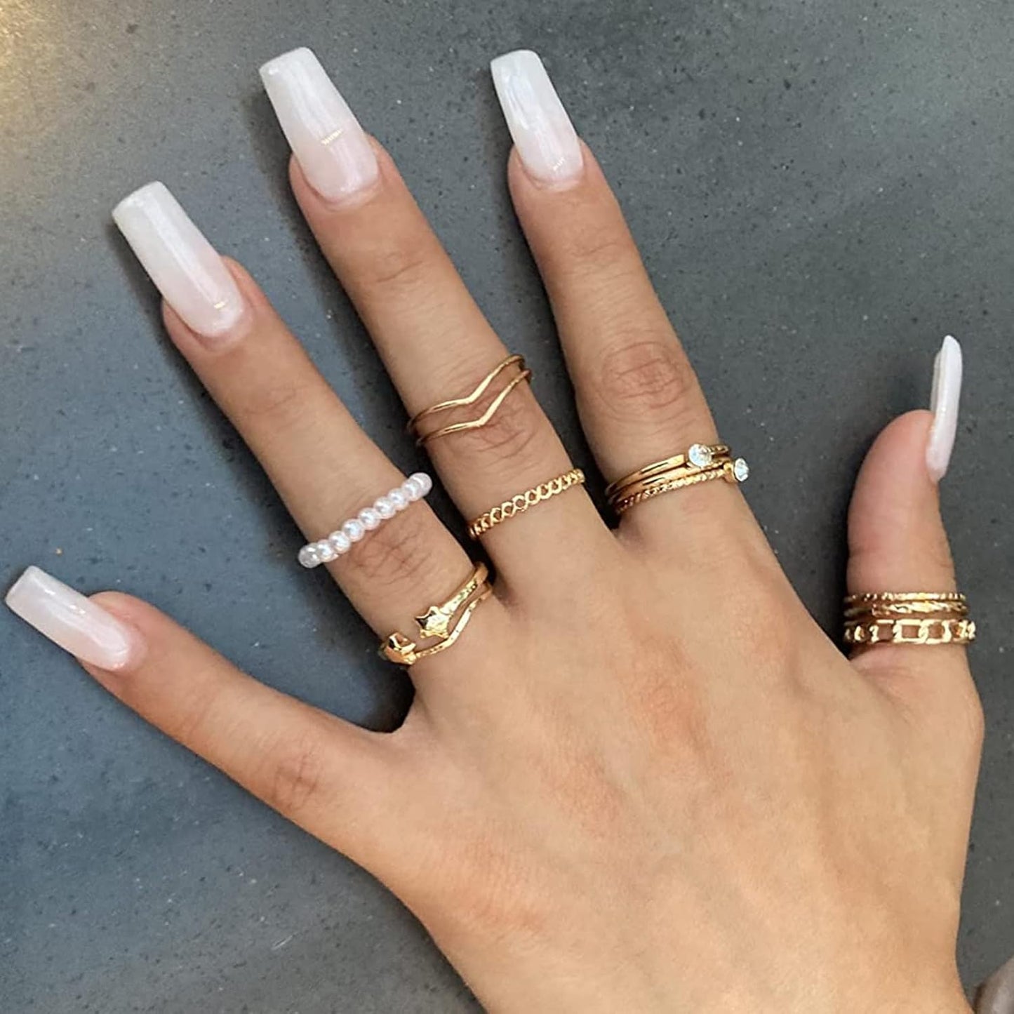 Manufacturer YEEZII 68 Pcs Gold Knuckle Rings Set for Women, Stackable Boho Joint Finger Midi Rings Silver Hollow Carved Crystal Stacking Ring Pack for Gift rings