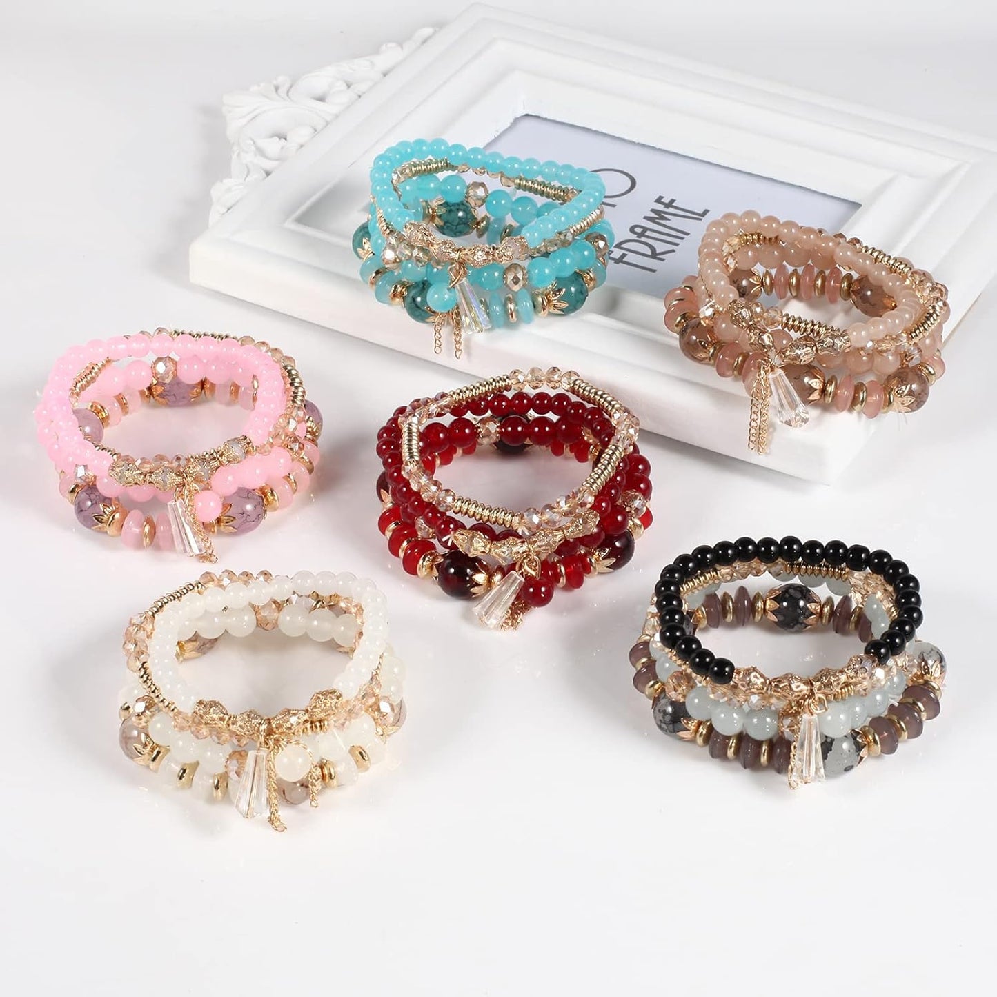Manufacturer Bohemian Boho Stackable Bracelets for Women Set, Girls Stretch Multilayer Stack Beads Colorful Beaded Charm Bracelets Girl Handmade Jewelry bracelets