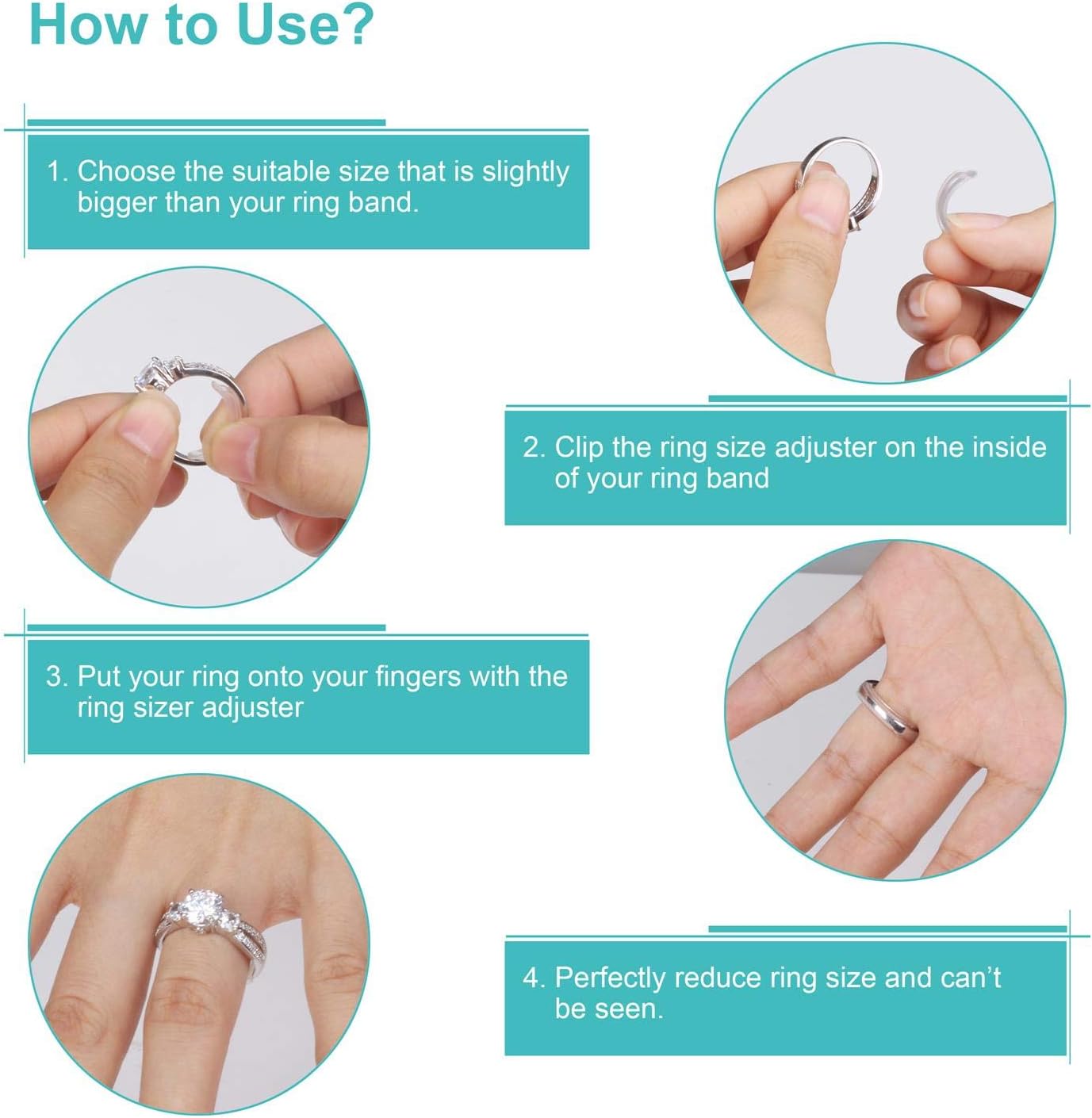 Manufacturer Invisible Ring Size Adjuster for Loose Rings Ring Adjuster Fit Any Rings, Assorted Sizes of Ring Sizer rings