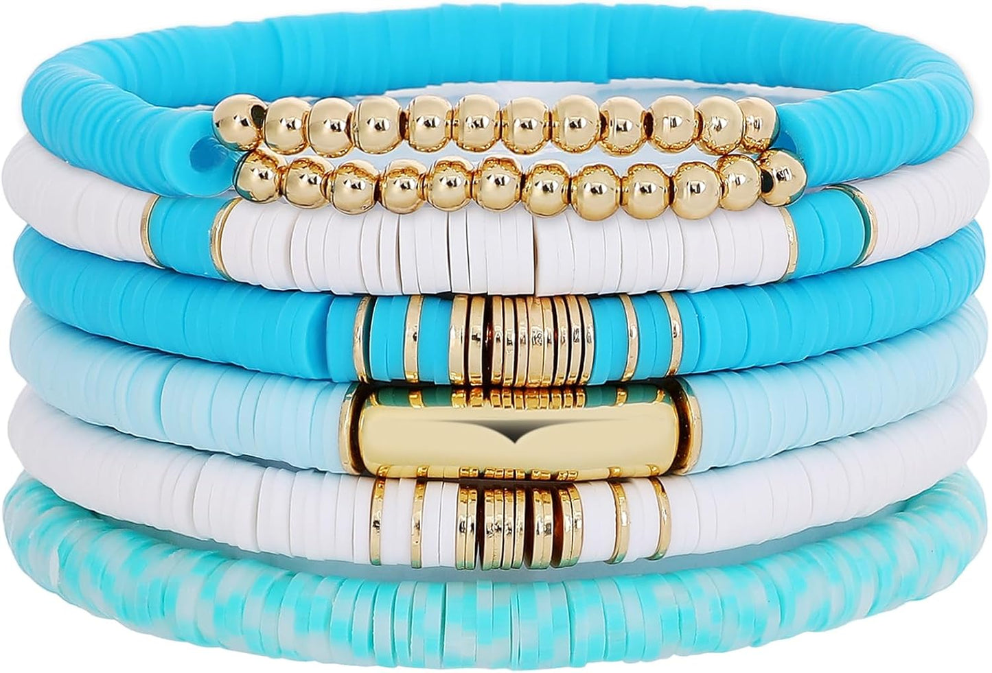 Manufacturer GOOJIDS Surfer Heishi Clay Bead Bracelets for Women Bohemian Stackable Gold Beaded Stretch Bracelets Elastic Layering Friendship Bracelets Set Boho Jewelry bracelets