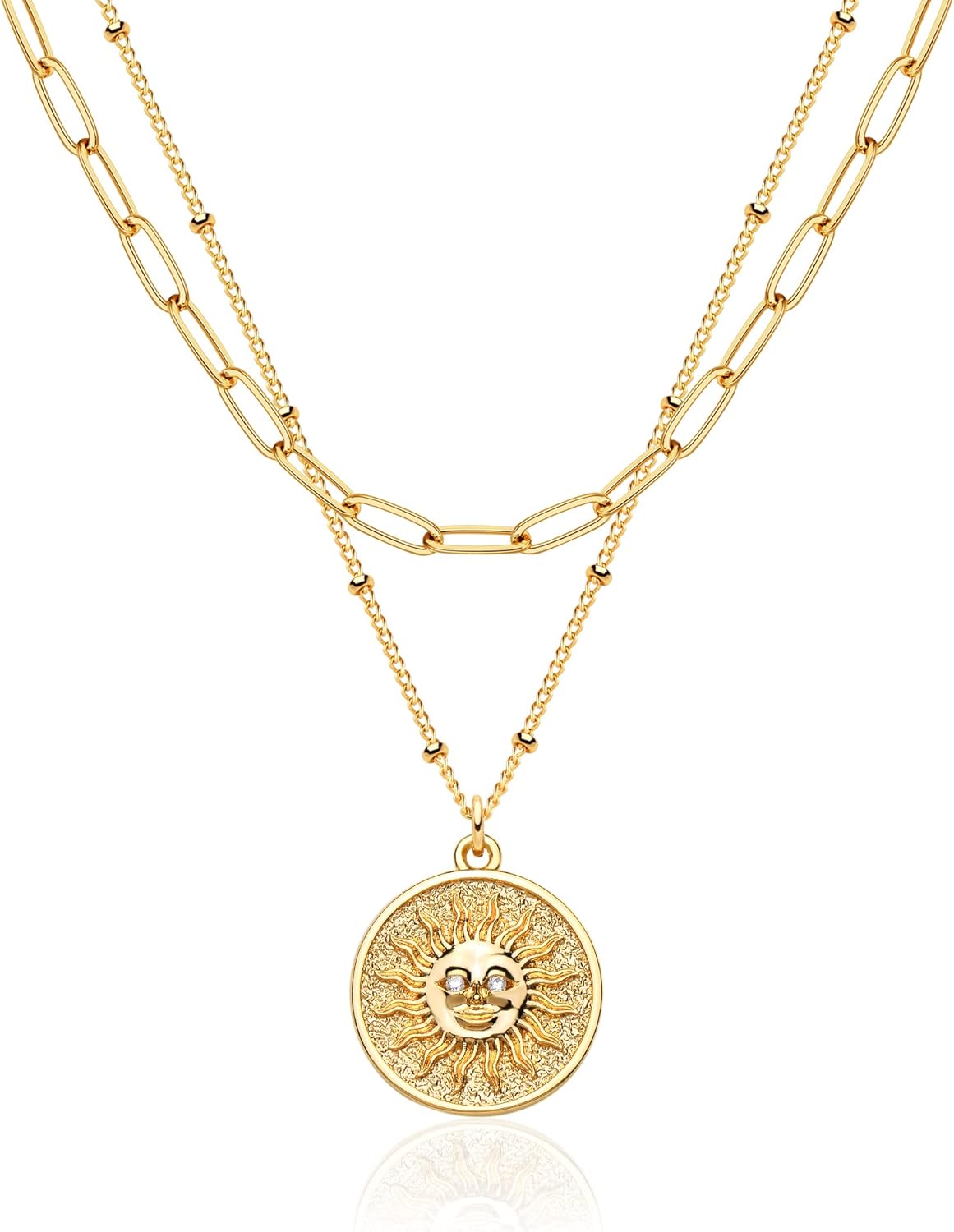 Manufacturer MEVECCO Layered Heart Necklace Pendant Handmade 18k Gold Plated Dainty Gold Choker Arrow Bar Layering Long Necklace for Women necklace