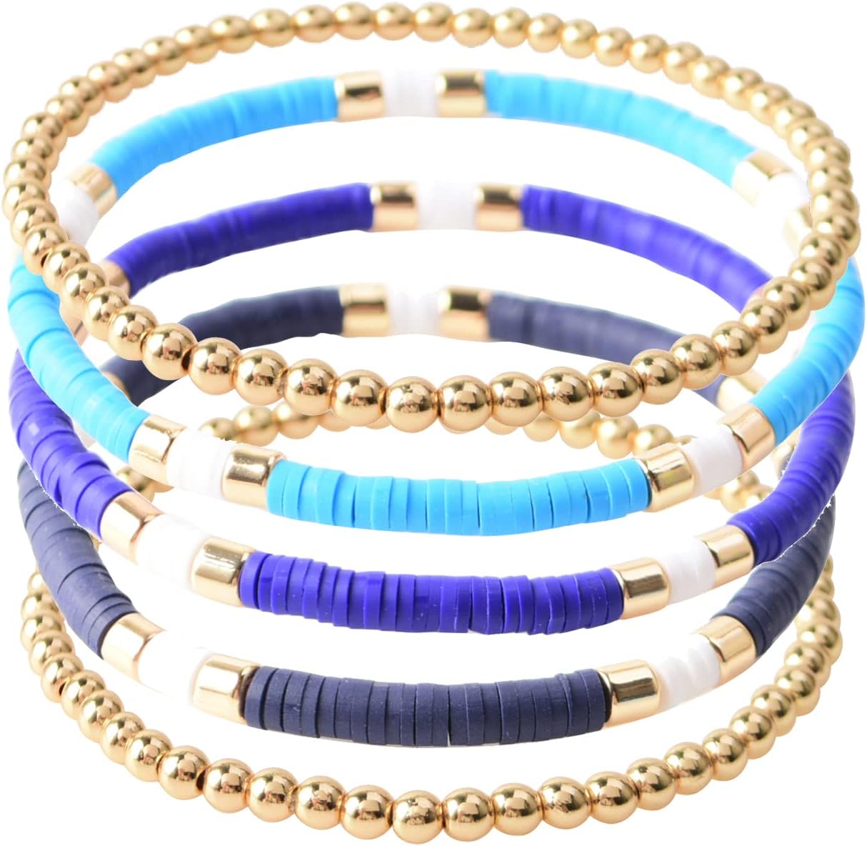 Manufacturer GOOJIDS Surfer Heishi Clay Bead Bracelets for Women Bohemian Stackable Gold Beaded Stretch Bracelets Elastic Layering Friendship Bracelets Set Boho Jewelry bracelets