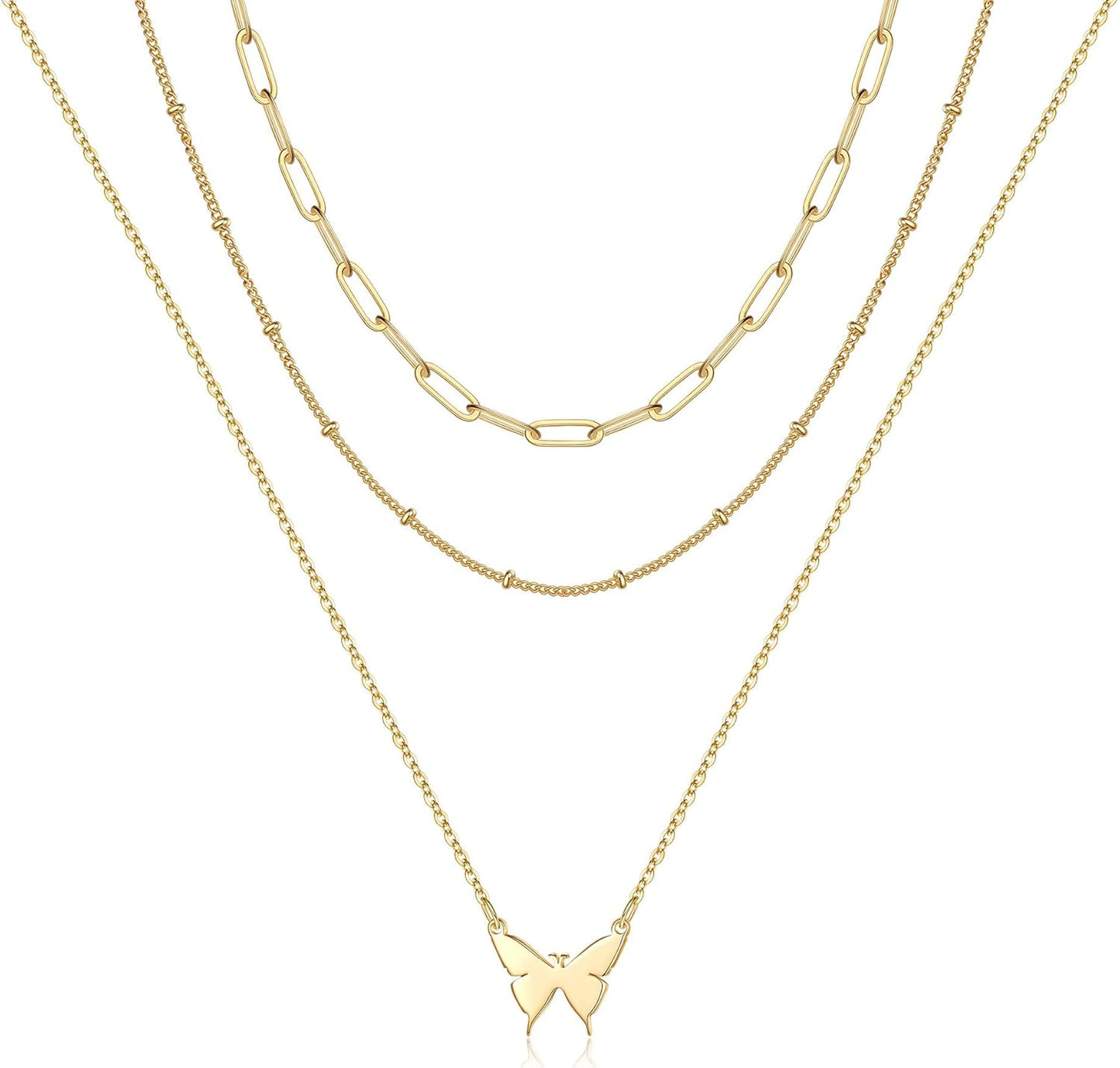 Manufacturer Turandoss Dainty Layered Choker Necklace, Handmade 14K Gold Plated Y Pendant Necklace Multilayer Bar Disc Necklace Adjustable Layering Choker Necklaces for Women necklace