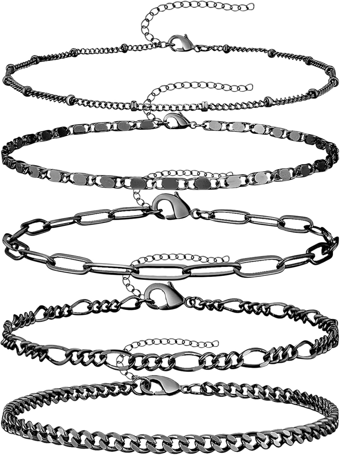 Manufacturer Gold Bracelets for Women Trendy,14K Real Gold Plated Dainty Stackable Paperclip Cuban Link Chain Bracelets,Cuff Bracelets Jewelry Set Adjustable 7"+2" bracelets