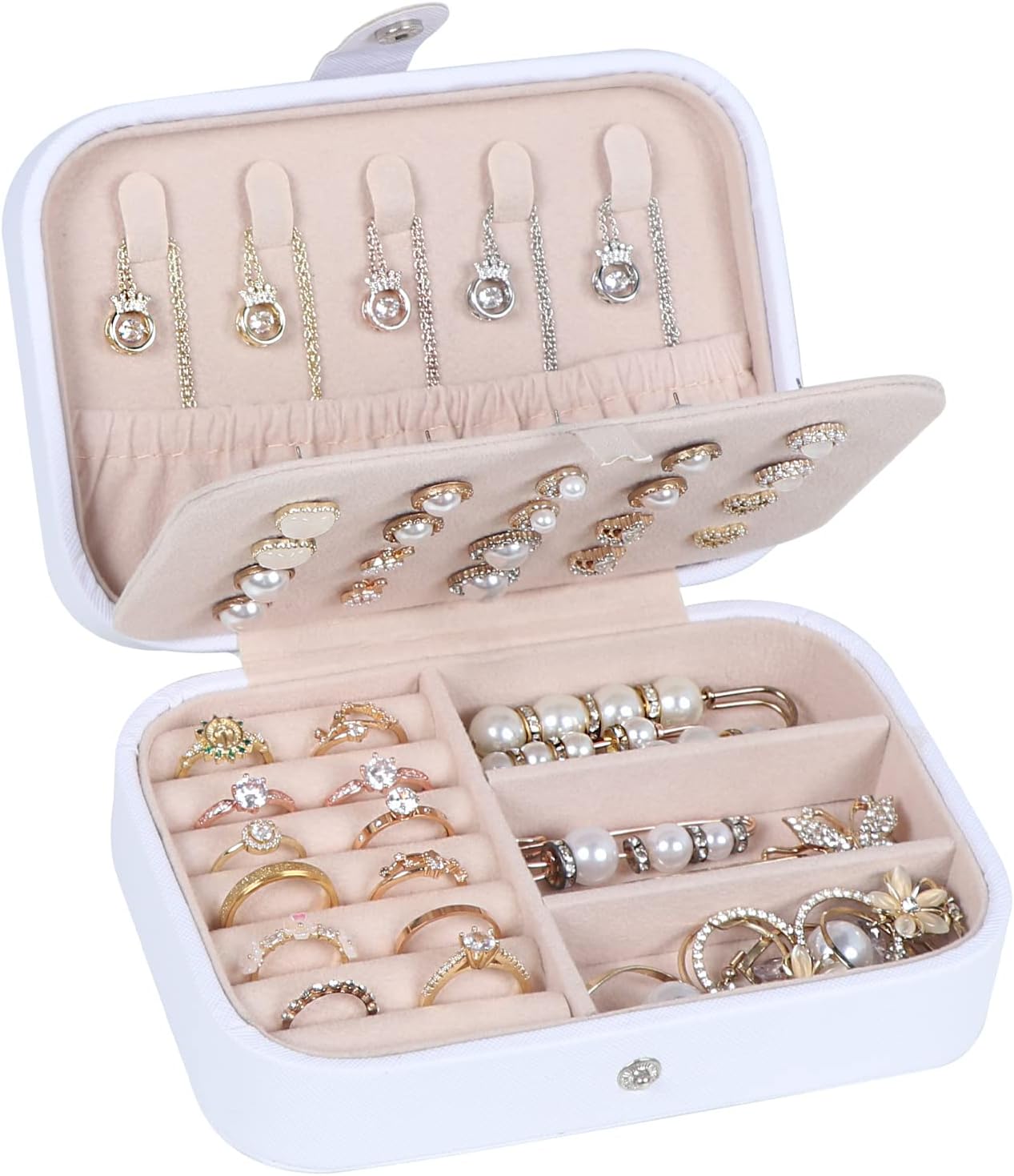 Manufacturer Travel Jewelry Box, PU Leather Small Jewelry Organizer for Women Girls, Portable Mini Travel Case Display Storage Holder Boxes for Stud Earrings, Rings, Necklaces, Bracelets (Pink) rings