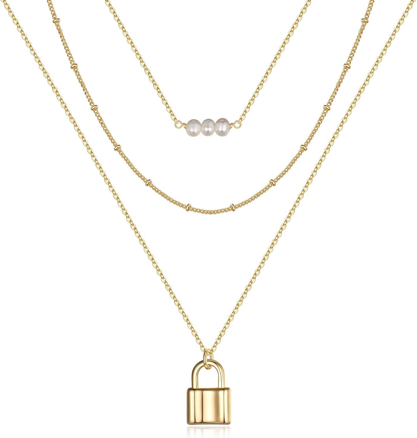 Manufacturer Turandoss Dainty Layered Choker Necklace, Handmade 14K Gold Plated Y Pendant Necklace Multilayer Bar Disc Necklace Adjustable Layering Choker Necklaces for Women necklace