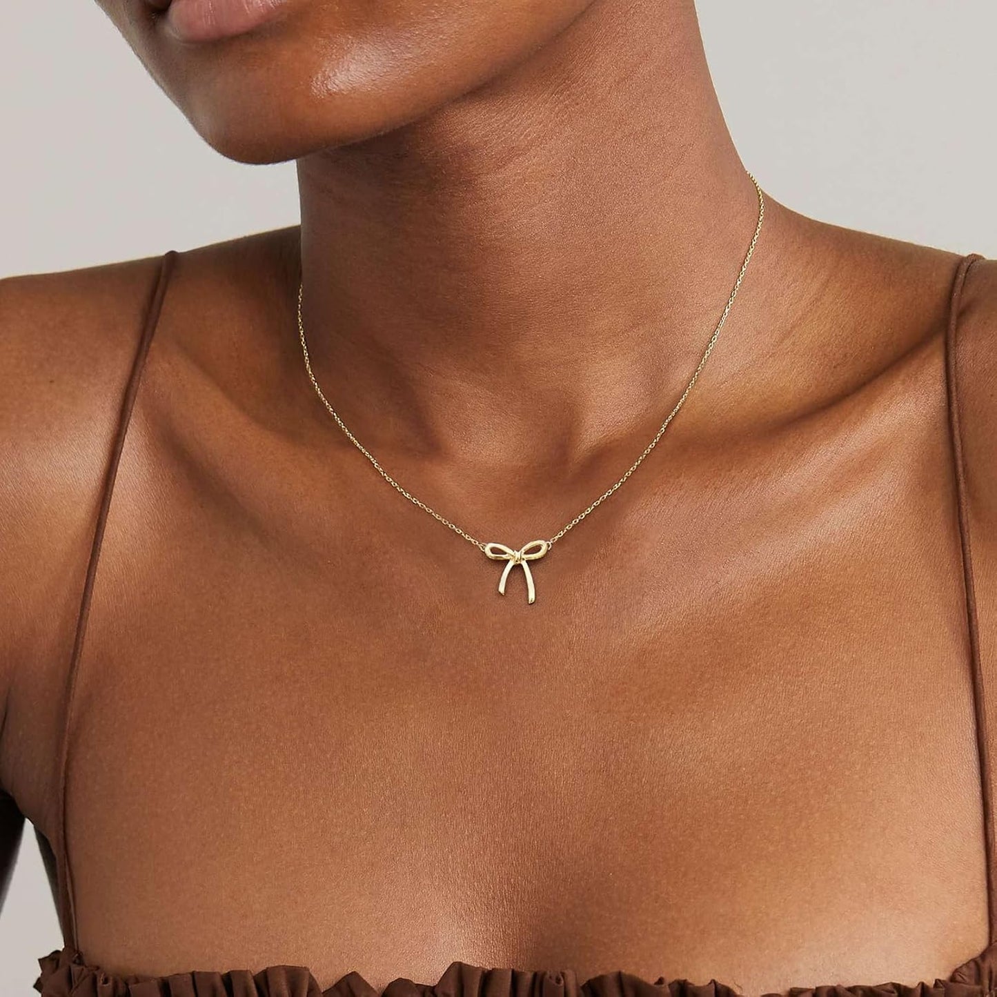 Manufacturer Gold Necklace for Women - Bow Necklace 14K Dainty Gold Necklace Cute Small Tiny Bow Pendant Choker Chain Necklace Trendy Necklaces for Women Gold Jewelry Gift Necklace