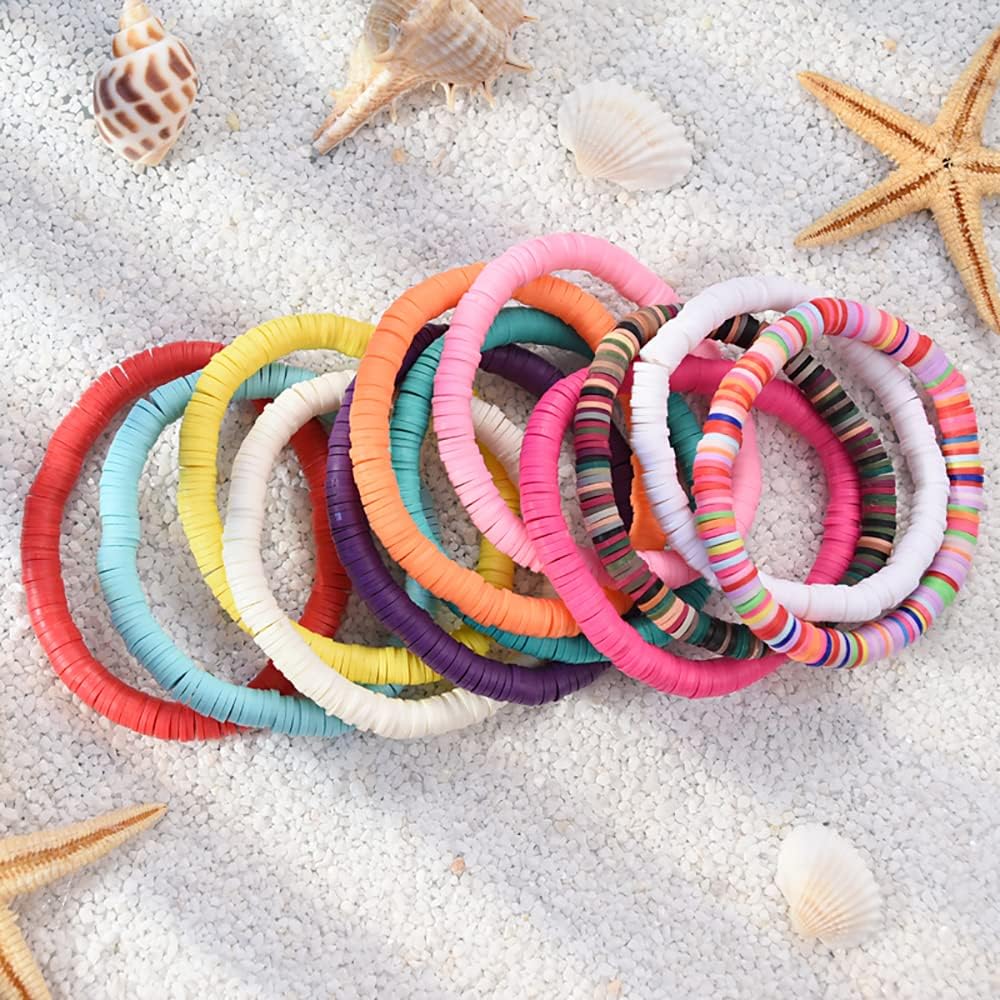 Manufacturer 12pcs Friendship Bracelets Beaded Bracelets Heishi Bracelet Cute Bracelets Stack Vinyl Clay Disc Bead Surfer Stretch Summer Beach Bracelets For Women Preppy Bracelets bracelets