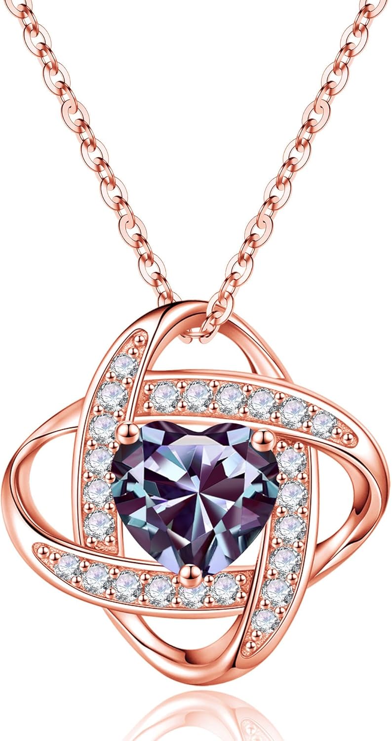 Manufacturer Iefil 925 Sterling Silver Love Knot Birthstone Necklace, Natural or Created Gemstone, Anniversary Birthday Gifts for Women, Jewelry Gifts for Wife Mom Girlfriend Necklace