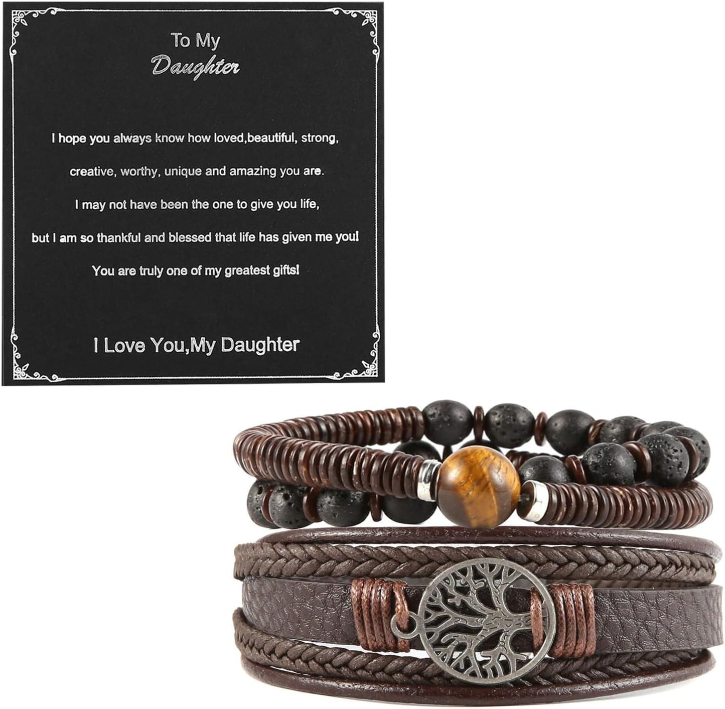 Manufacturer HZMAN Genuine Leather Tree of life Bracelets Men Women, Tiger Eye Natural Stone Lava Rock Beads Ethnic Tribal Elastic Bracelets Wristbands bracelets