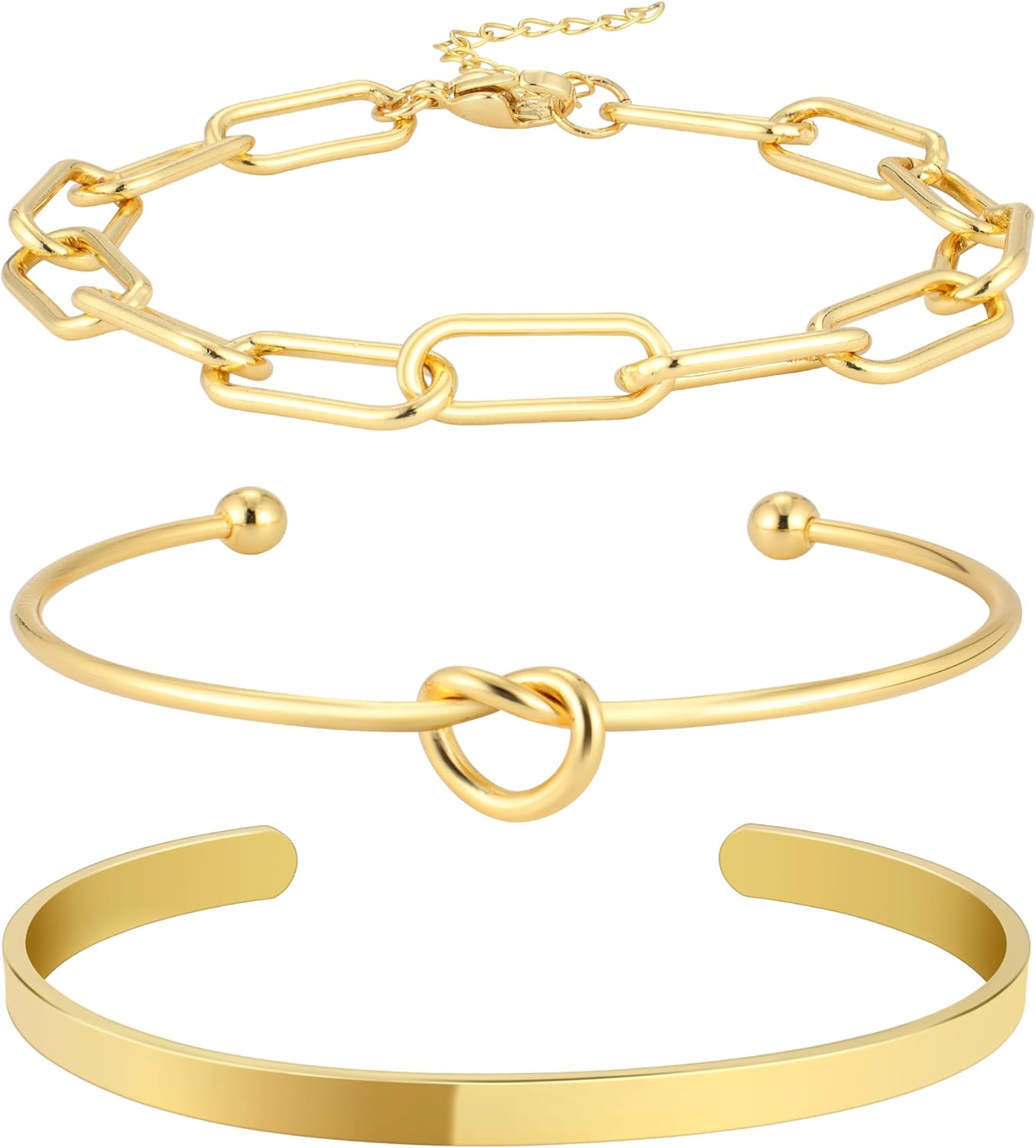 Manufacturer Reoxvo 14K Gold Plated Bangle Cuff Bracelets for Women Non Tarnish Gold Bracelet Stack Jewelry Set for Women Trendy bracelets