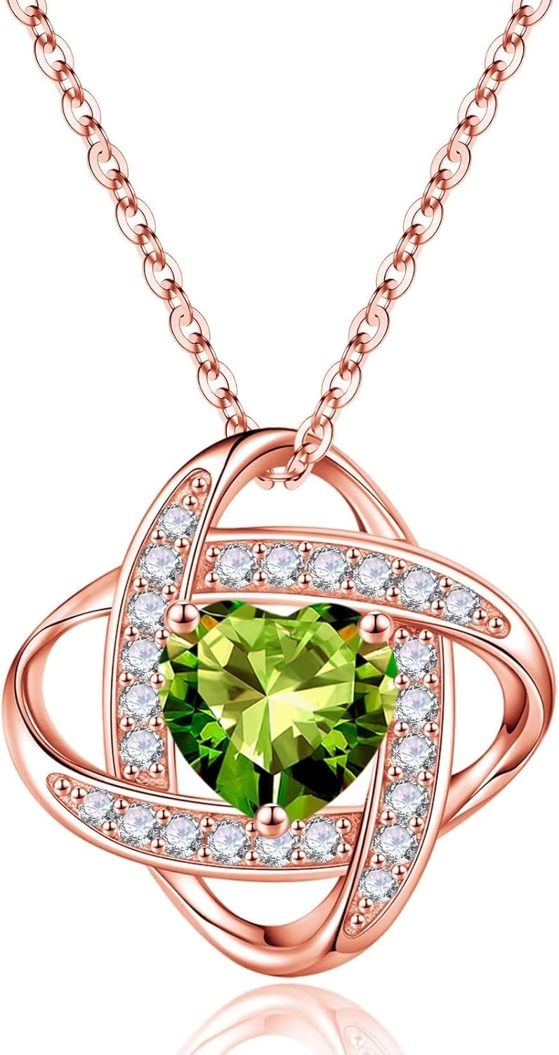 Manufacturer Iefil 925 Sterling Silver Love Knot Birthstone Necklace, Natural or Created Gemstone, Anniversary Birthday Gifts for Women, Jewelry Gifts for Wife Mom Girlfriend Necklace