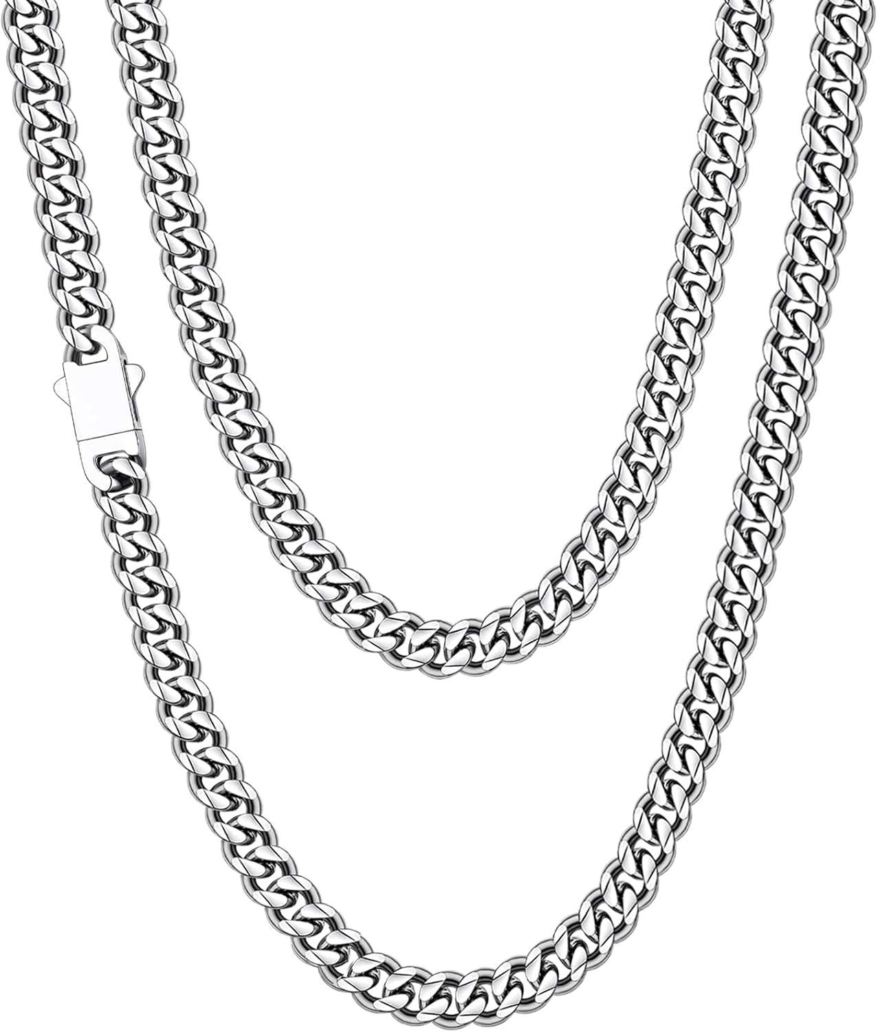 Manufacturer Fiusem 3.5mm Cuban Link Chains for Men, women,Silver Tone/Black/14K Gold Plated Stainless Steel Necklace Chain, Mens Necklace 16, 18, 20, 22, 24, 26, 28 Inch Necklace