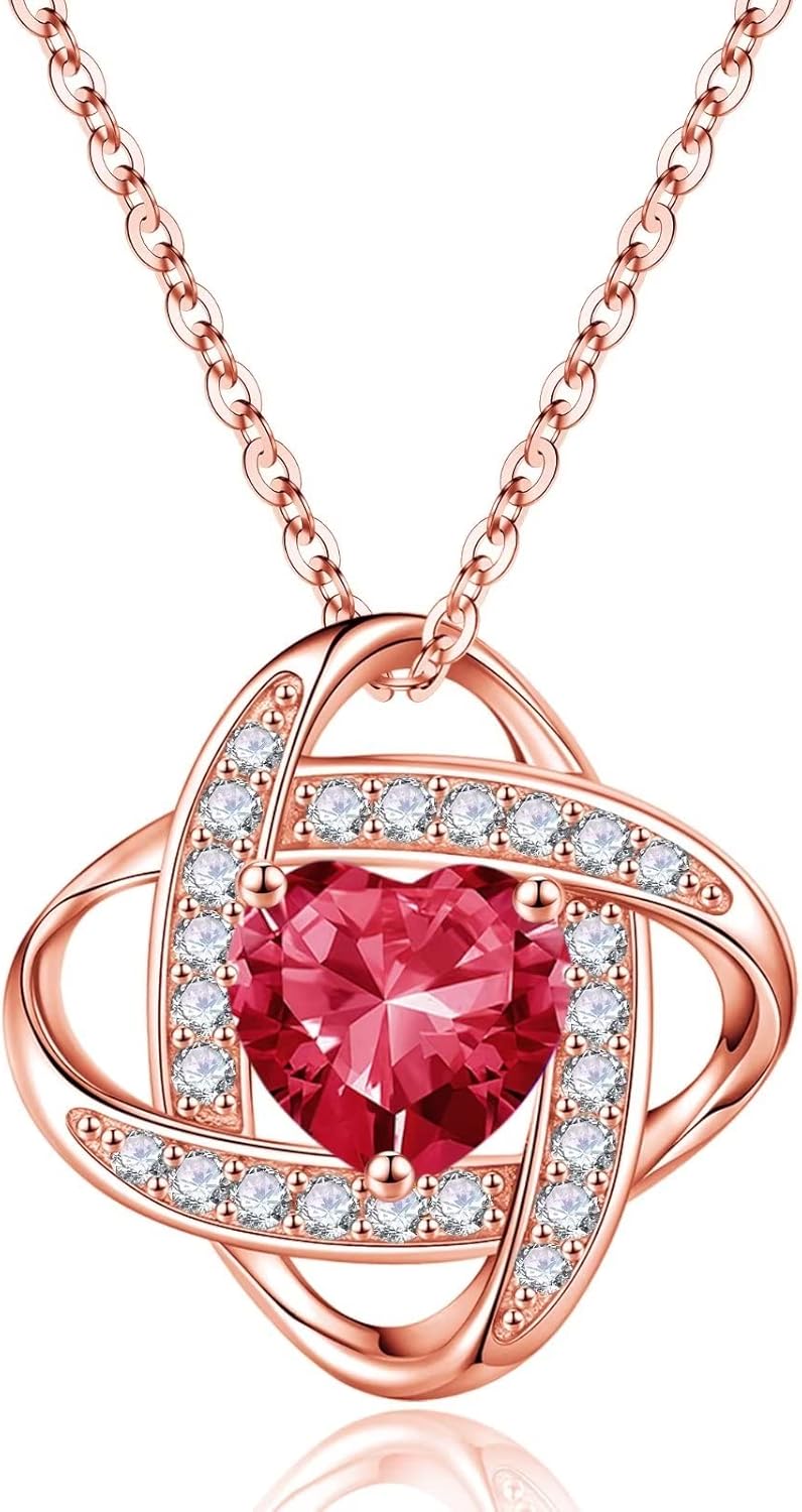 Manufacturer Iefil 925 Sterling Silver Love Knot Birthstone Necklace, Natural or Created Gemstone, Anniversary Birthday Gifts for Women, Jewelry Gifts for Wife Mom Girlfriend Necklace