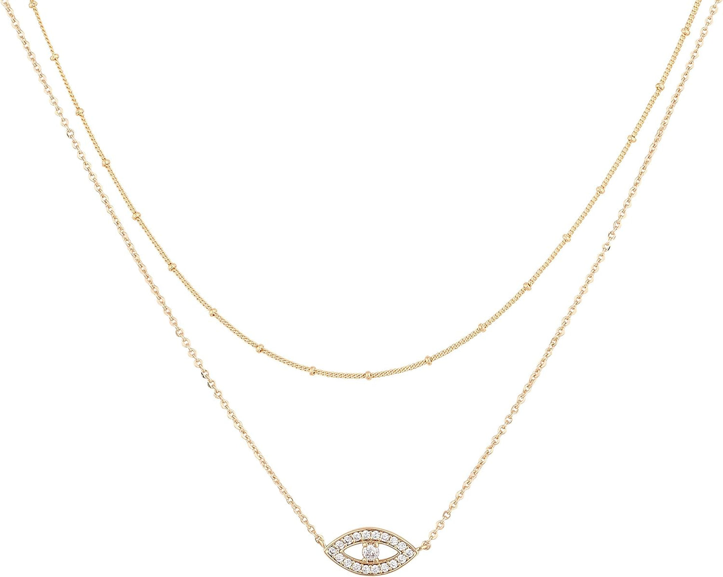Manufacturer MEVECCO Layered Heart Necklace Pendant Handmade 18k Gold Plated Dainty Gold Choker Arrow Bar Layering Long Necklace for Women necklace