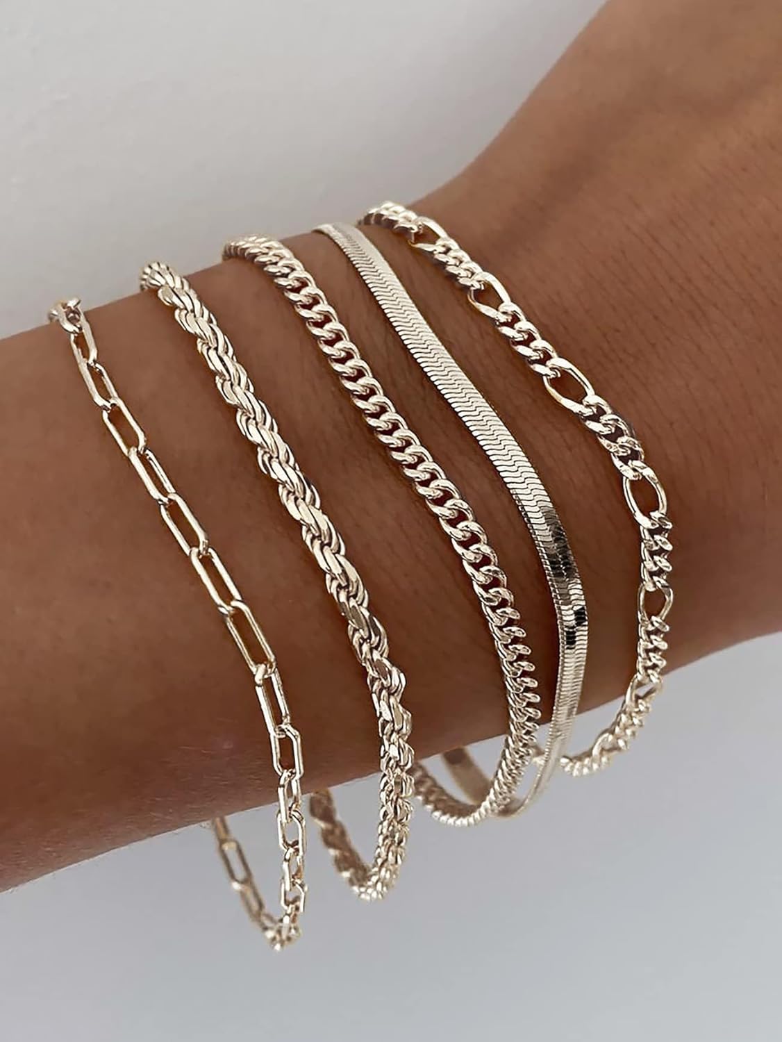 Manufacturer DEARMAY Gold Bracelets for Women Waterproof, 14K Real Gold Jewelry Sets Trendy Thin Dainty Stackable Cuban Link Paperclip Chain Bracelet Pack Fashion Accessories Gifts for Womens bracelets