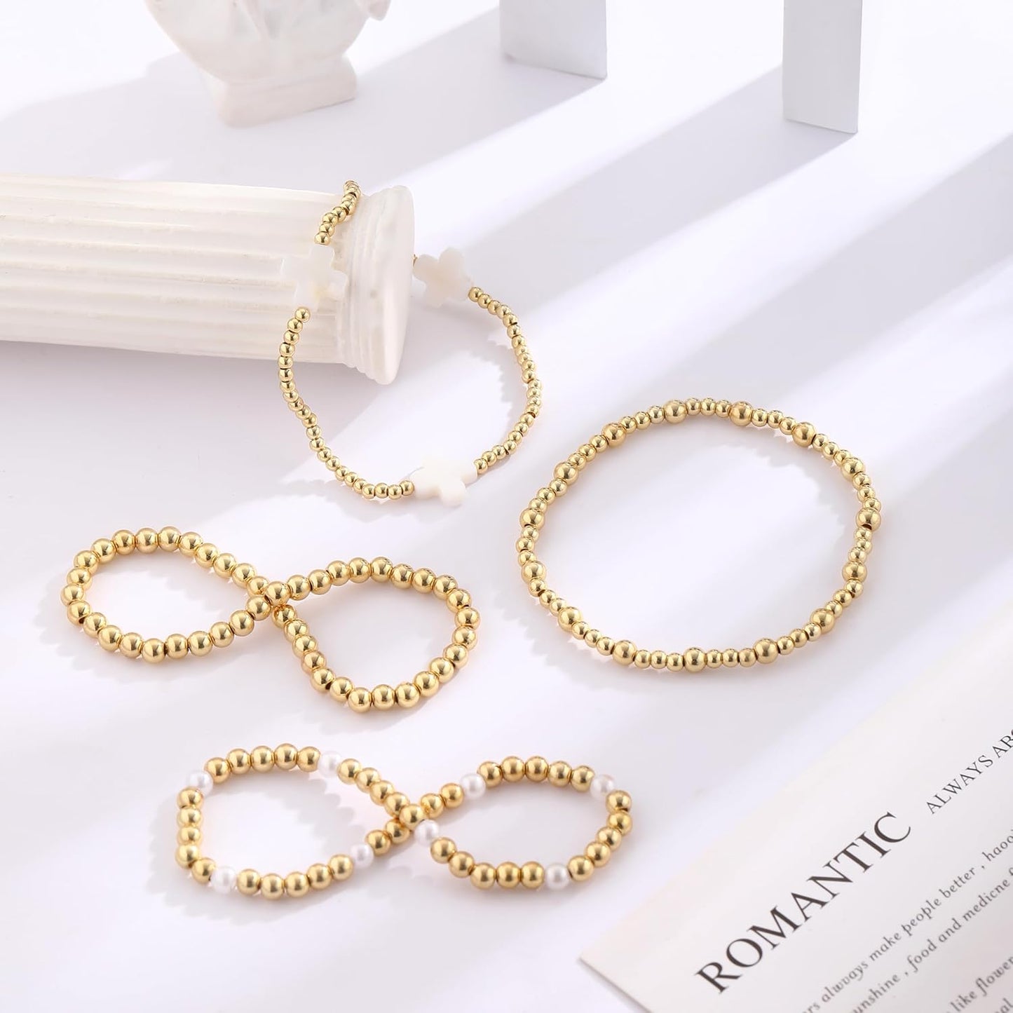Manufacturer Bracelets for Women, Waterproof 14K Gold/Silver Plated Stackable Bracelets for Women Non Tarnish Trendy Dainty Paperclip Figaro Box Herringbone Hand Chain Bracelet Pack Stack Adjustable Jewelry for Women bracelets