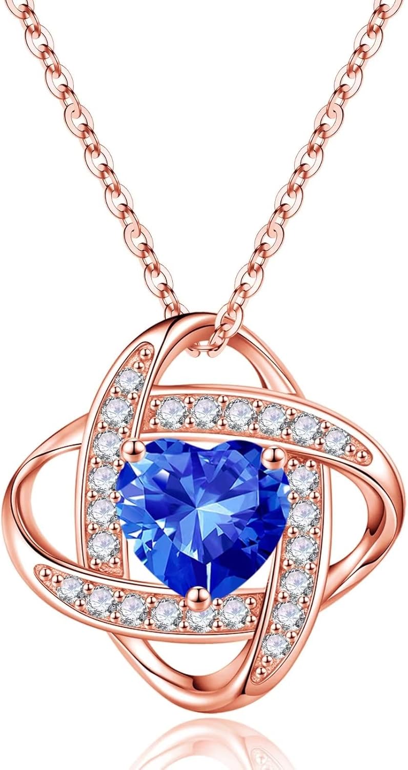 Manufacturer Iefil 925 Sterling Silver Love Knot Birthstone Necklace, Natural or Created Gemstone, Anniversary Birthday Gifts for Women, Jewelry Gifts for Wife Mom Girlfriend Necklace