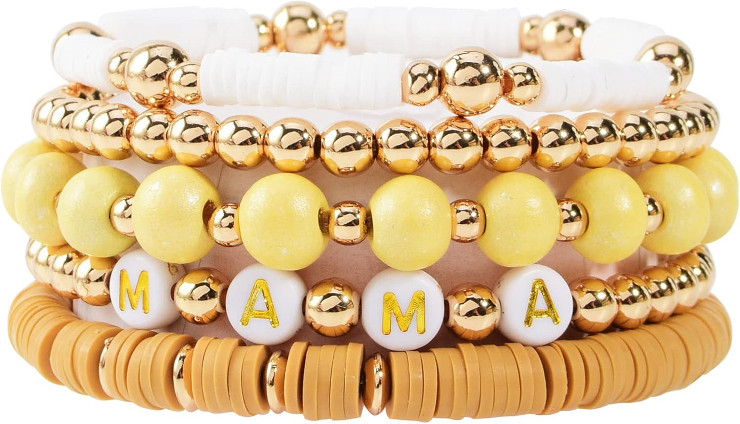 Manufacturer GOOJIDS Surfer Heishi Clay Bead Bracelets for Women Bohemian Stackable Gold Beaded Stretch Bracelets Elastic Layering Friendship Bracelets Set Boho Jewelry bracelets