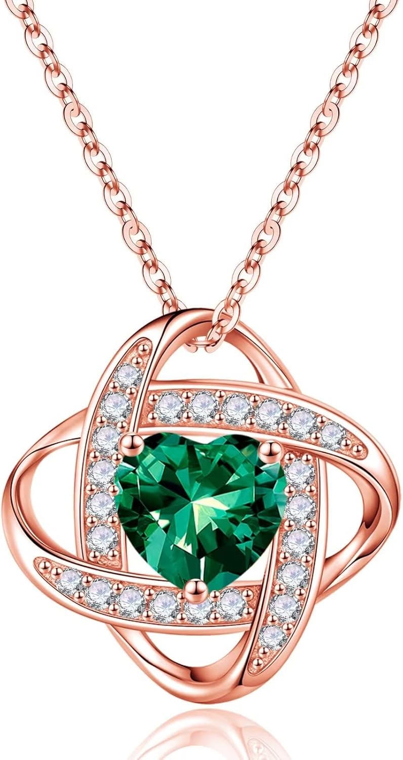 Manufacturer Iefil 925 Sterling Silver Love Knot Birthstone Necklace, Natural or Created Gemstone, Anniversary Birthday Gifts for Women, Jewelry Gifts for Wife Mom Girlfriend Necklace