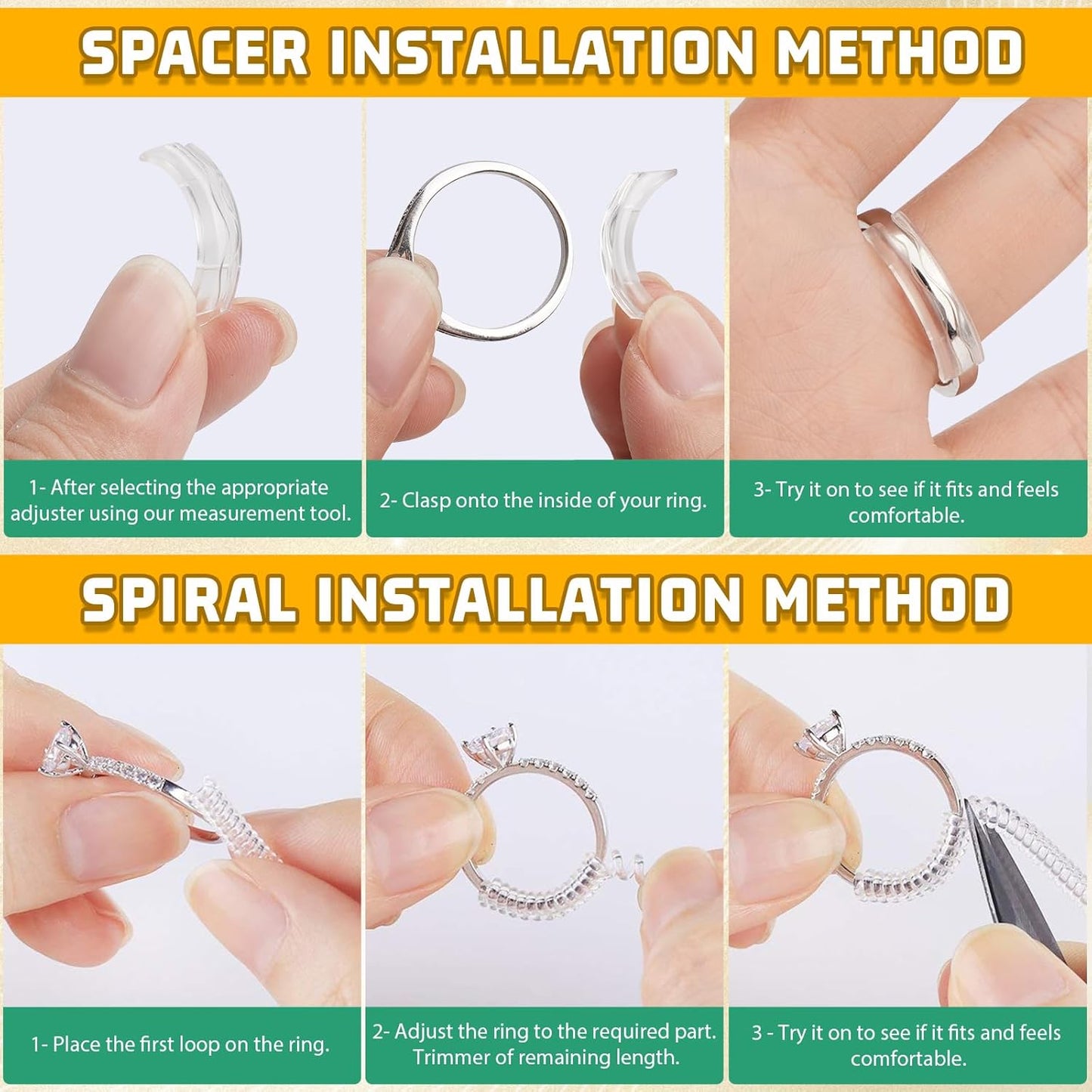 Manufacturer Ring Sizers for Loose Rings, 14 Pack Invisible Ring Size Adjuster Silicone, Ring Guards Spacer Tightener Resizer Fitter for Women Men, Make Ring Smaller Without Resizing Thick Band (Transparent-14PCS) rings