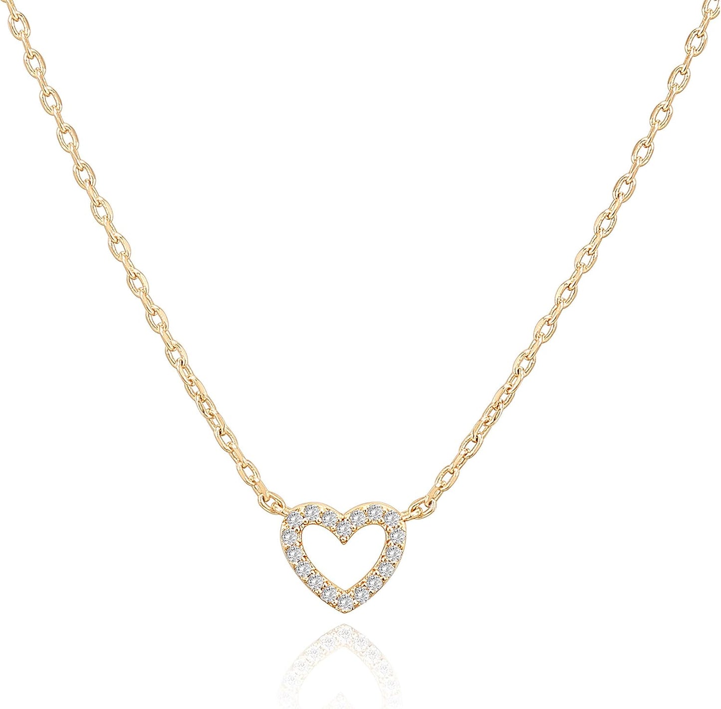 Manufacturer PAVOI 14K Gold Plated Cubic Zirconia Heart Necklace | Cute Dainty Love Pendant Necklaces for Women necklace