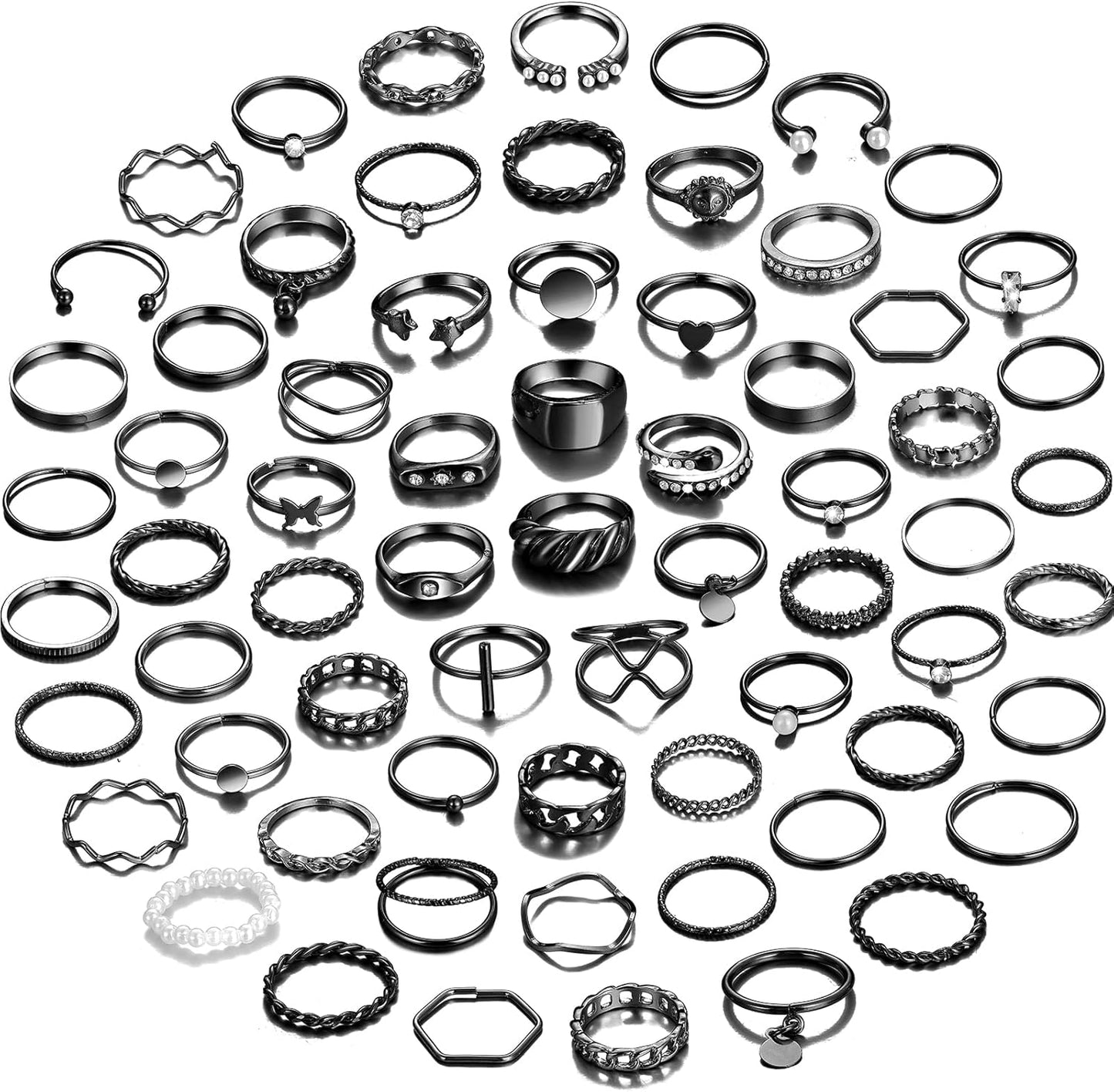 Manufacturer YEEZII 68 Pcs Gold Knuckle Rings Set for Women, Stackable Boho Joint Finger Midi Rings Silver Hollow Carved Crystal Stacking Ring Pack for Gift rings