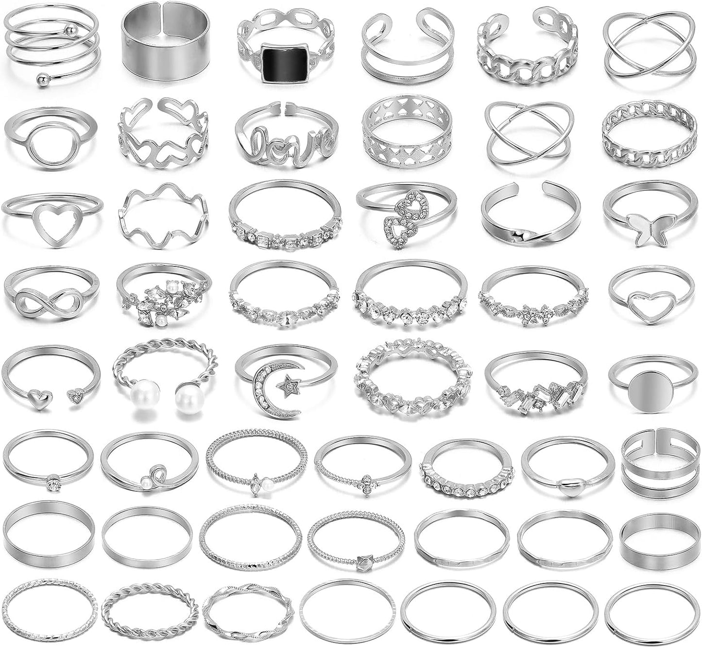 Manufacturer IFKM 51 Pcs Gold Knuckle Rings Set For Women Girls Vintage Stackable Joint Finger Midi Rings Dainty Cubic Zirconia Crystal Simple Twist Hollow Cute Rings Pack Jewelry Gift rings