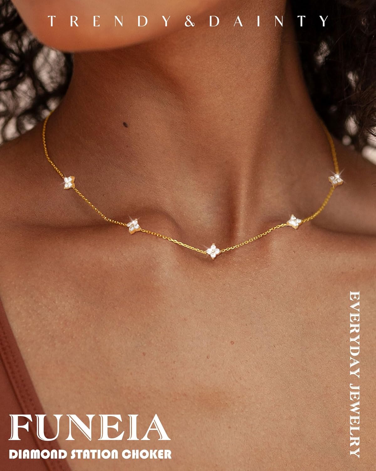 Manufacturer FUNEIA Dainty Silver Gold Necklaces for Women Trendy Non Tarnish 14K Gold Plated Cubic Zirconia Necklace Layered Cute Butterfly Heart Station Choker Necklace Stack for Wedding Prom Brides Jewelry Necklace