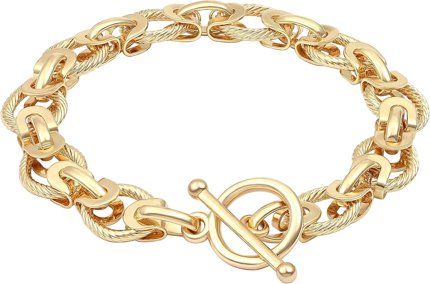 Manufacturer SOFYBJA 18k Gold Plated Personalized Chunky Cuban Oval Link Chain Bracelets for Men Toggle Rope Bracelet Jewelry for Women bracelets