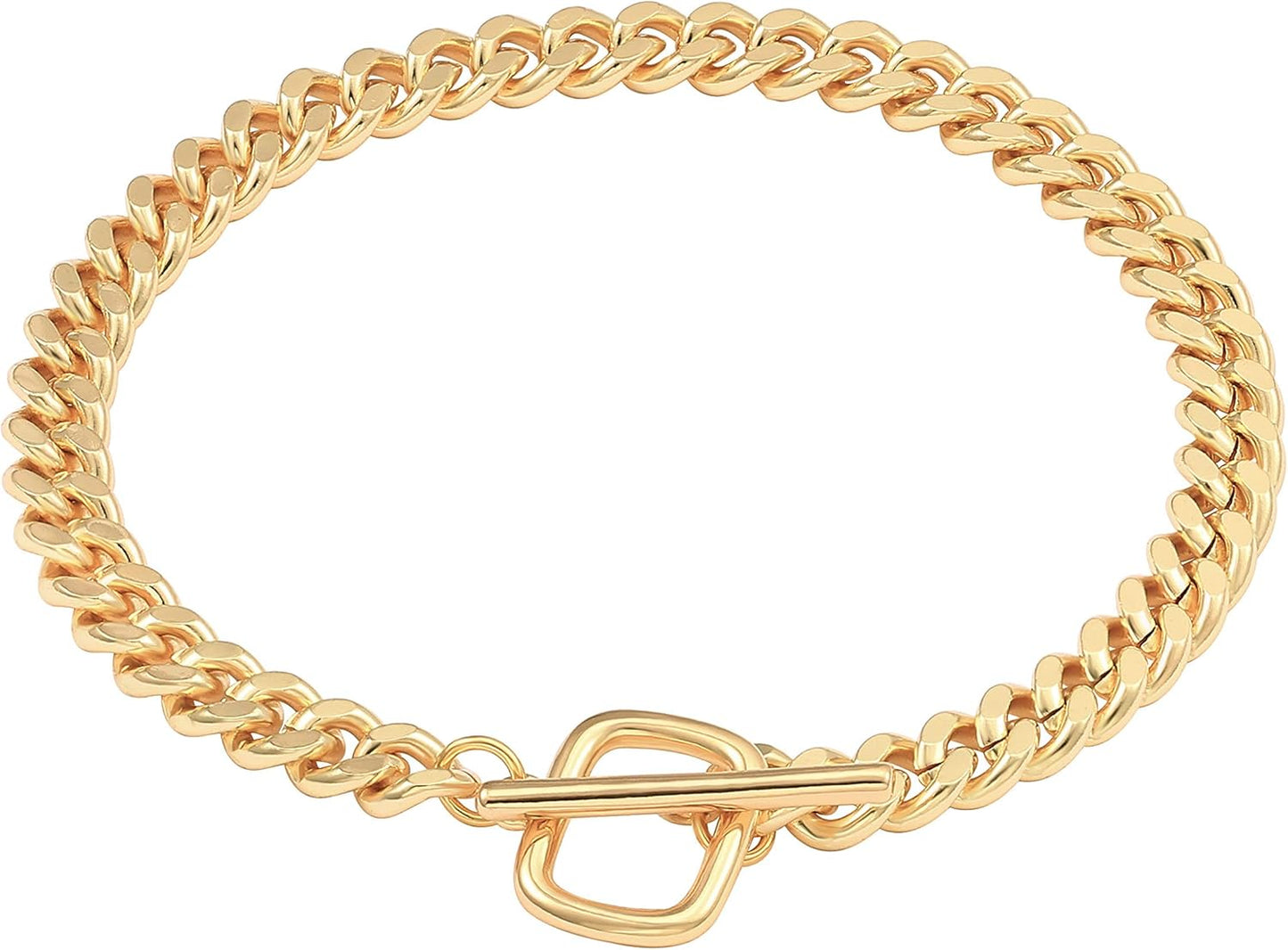 Manufacturer SOFYBJA 18k Gold Plated Personalized Chunky Cuban Oval Link Chain Bracelets for Men Toggle Rope Bracelet Jewelry for Women bracelets
