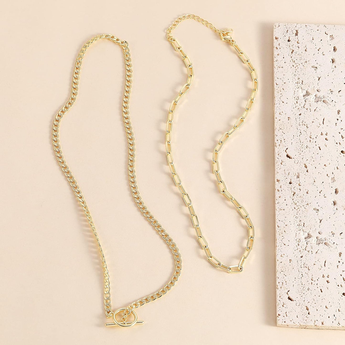 Manufacturer CHESKY Gold Layered Necklaces for Women, 14K Dainty Gold Chain Necklace Women Trendy Cuban Link Paperclip Chain Toggle Clasp Necklace Fashion Chunky Jewelry for Women Necklace