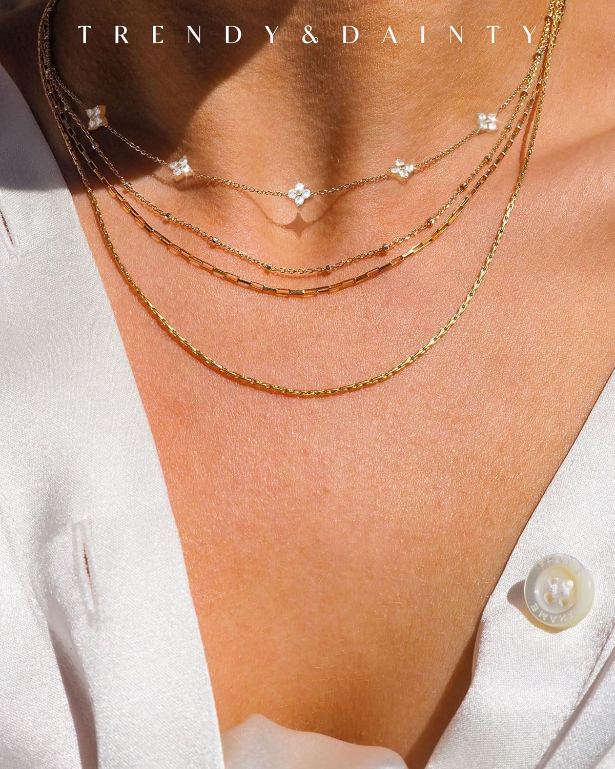 Manufacturer FUNEIA Dainty Silver Gold Necklaces for Women Trendy Non Tarnish 14K Gold Plated Cubic Zirconia Necklace Layered Cute Butterfly Heart Station Choker Necklace Stack for Wedding Prom Brides Jewelry Necklace